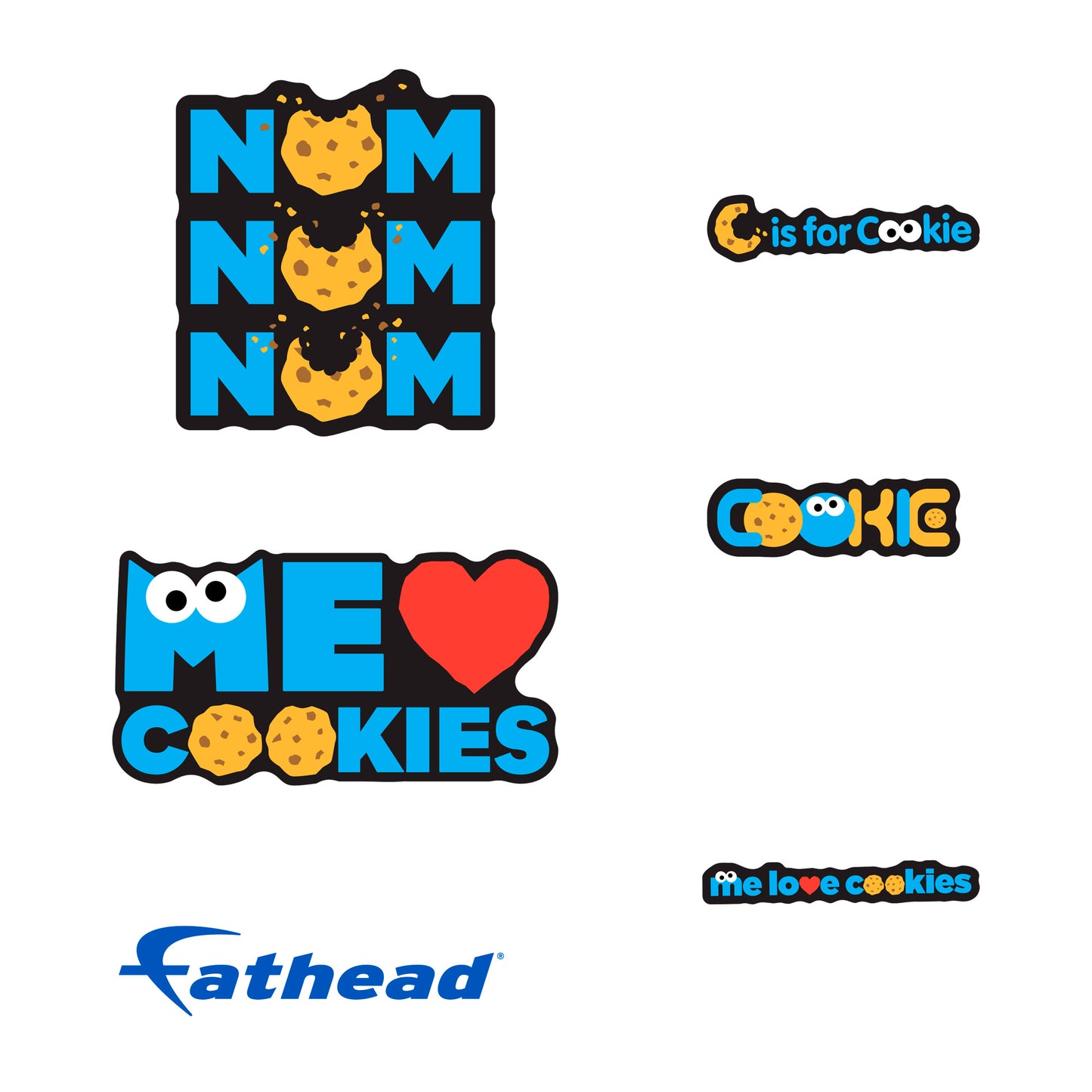 Cookie Monster We Love Cookies Typography Minis - Officially Licensed Sesame Street Removable Adhesive Decal