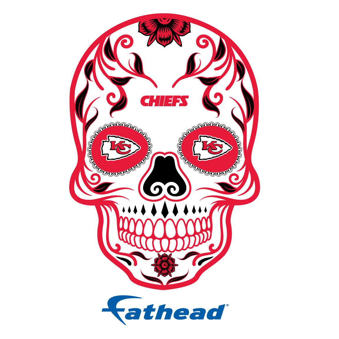 Sheet of 5 -Kansas City Chiefs: Skull Minis - Officially Licensed NFL Removable Adhesive Decal