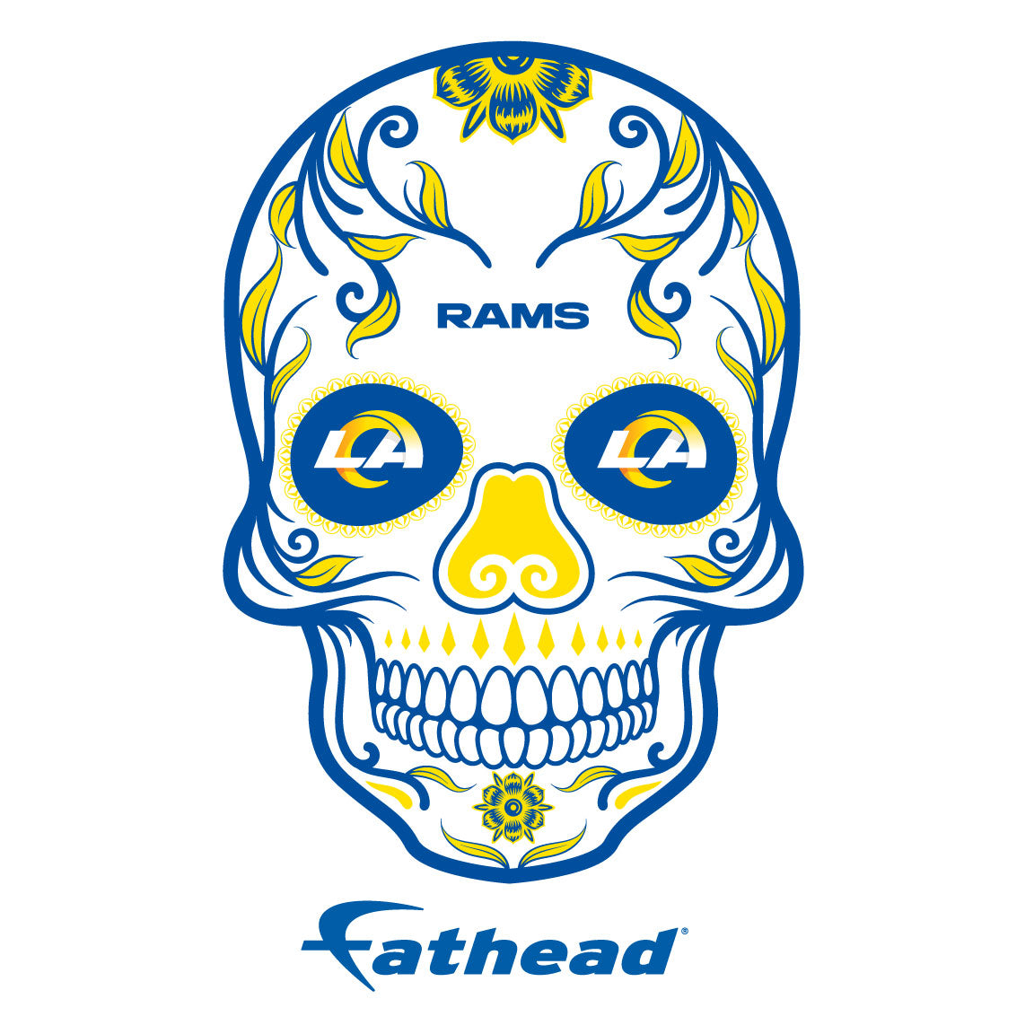 Skeleton Rams Logo Los Angeles Rams - 5 Skull Minis (Mixed Sizes) - Official NFL - Reusab ...