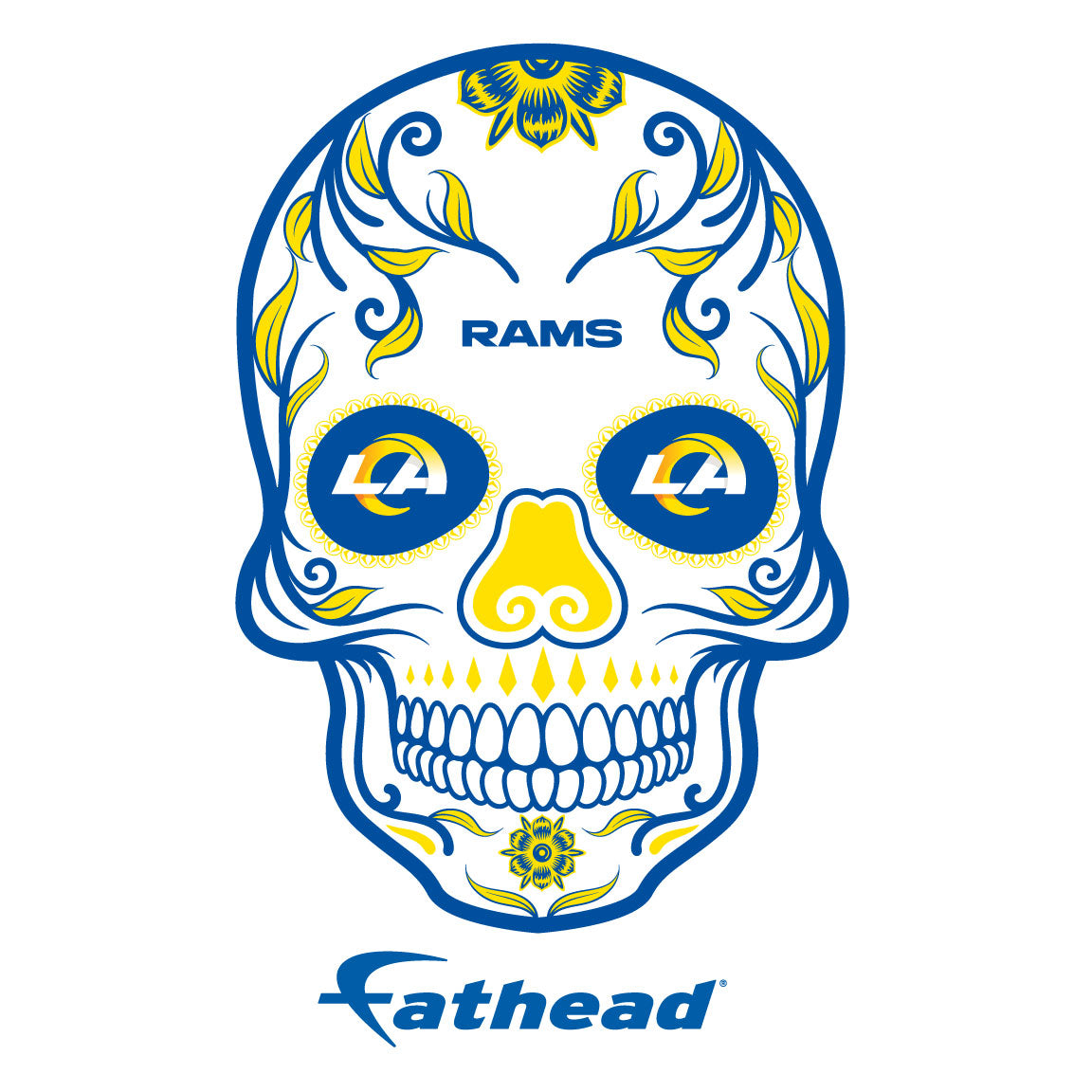 Sheet of 5 -Los Angeles Rams: Skull Minis - Officially Licensed NFL Removable Adhesive Decal