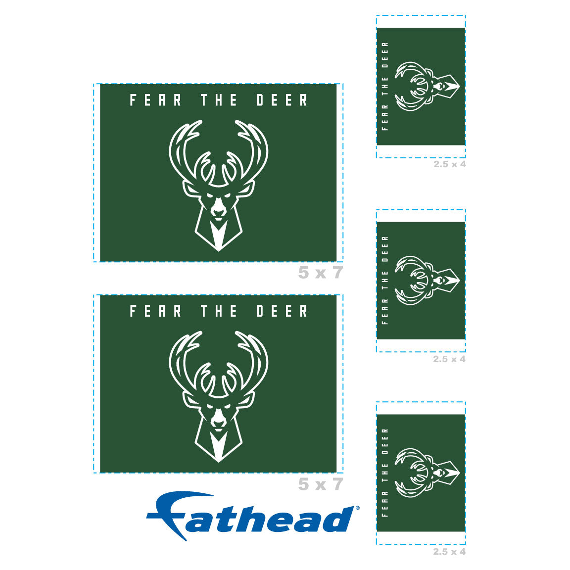 Sheet of 5 -Milwaukee Bucks: Hype Logo Minis - Officially Licensed NBA Removable Adhesive Decal