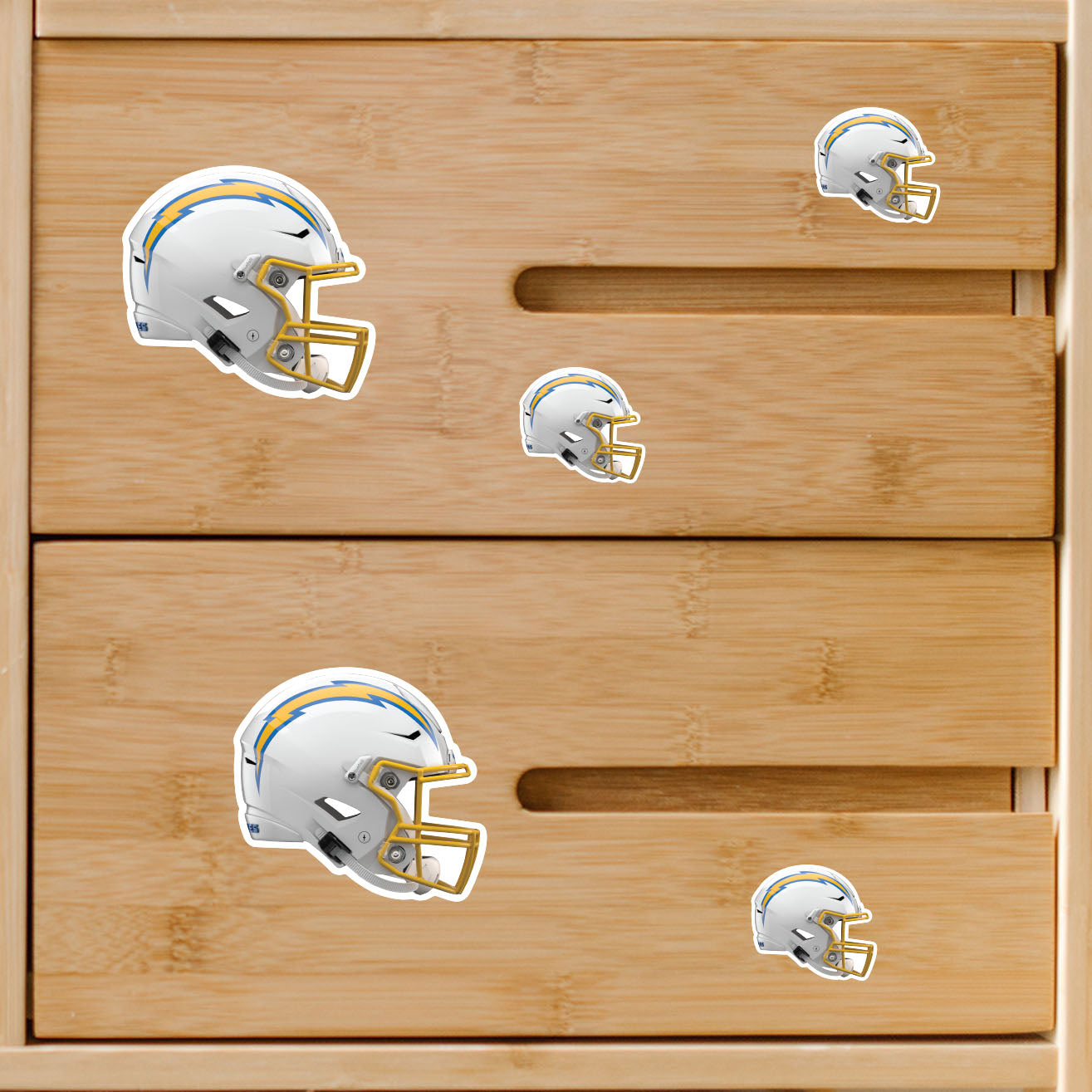 Los Angeles Chargers - 5 Helmet Minis (Mixed Sizes) - Official NFL - Reusable Vinyl Decals