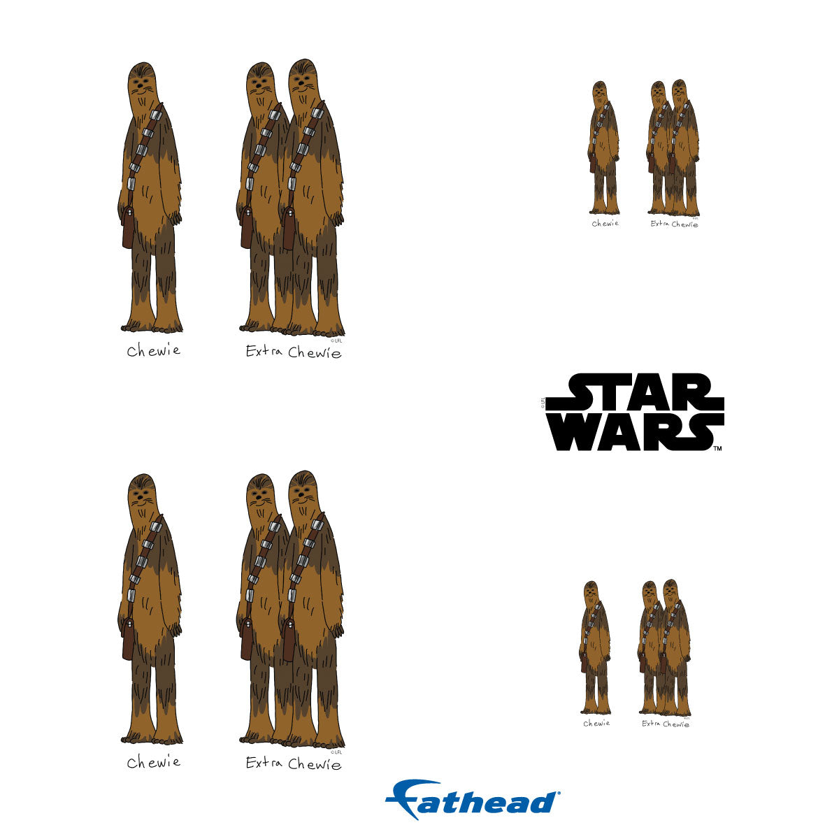 Chewie and Extra Chewie Minis        - Officially Licensed Star Wars Removable     Adhesive Decal