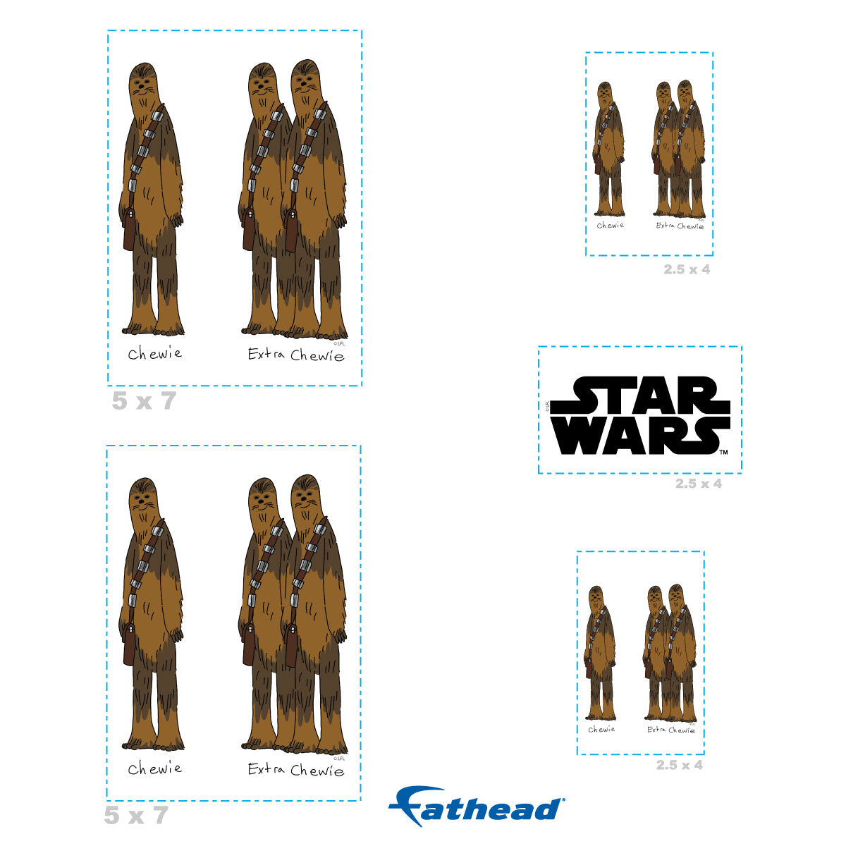 Chewie and Extra Chewie Minis        - Officially Licensed Star Wars Removable     Adhesive Decal