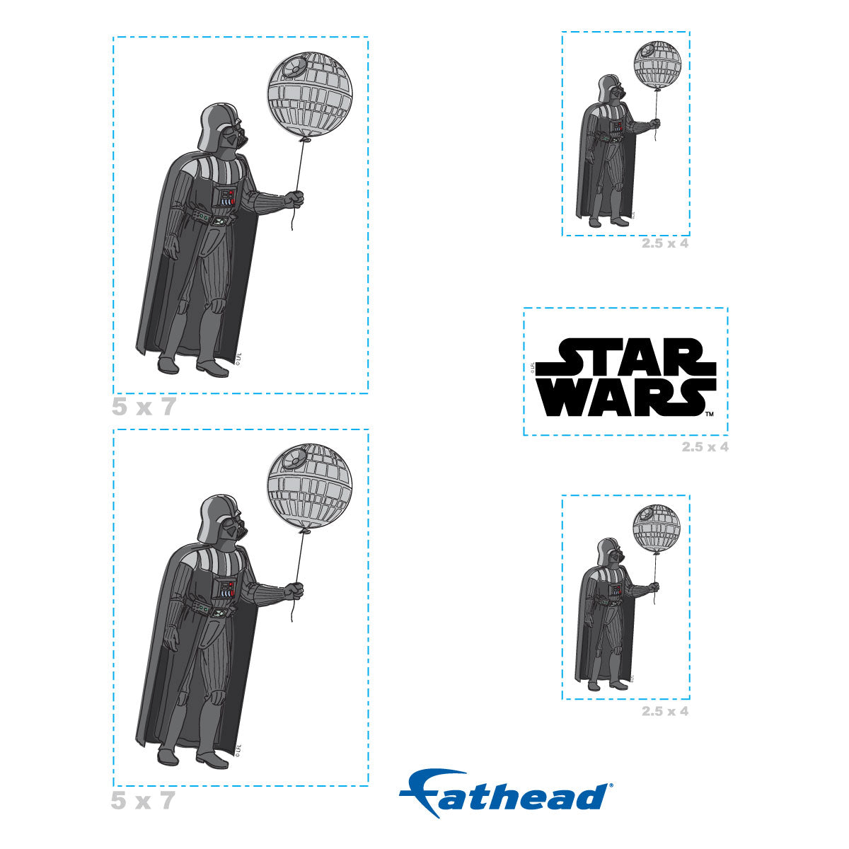 Darth Vader Holding A Balloon Minis        - Officially Licensed Star Wars Removable     Adhesive Decal