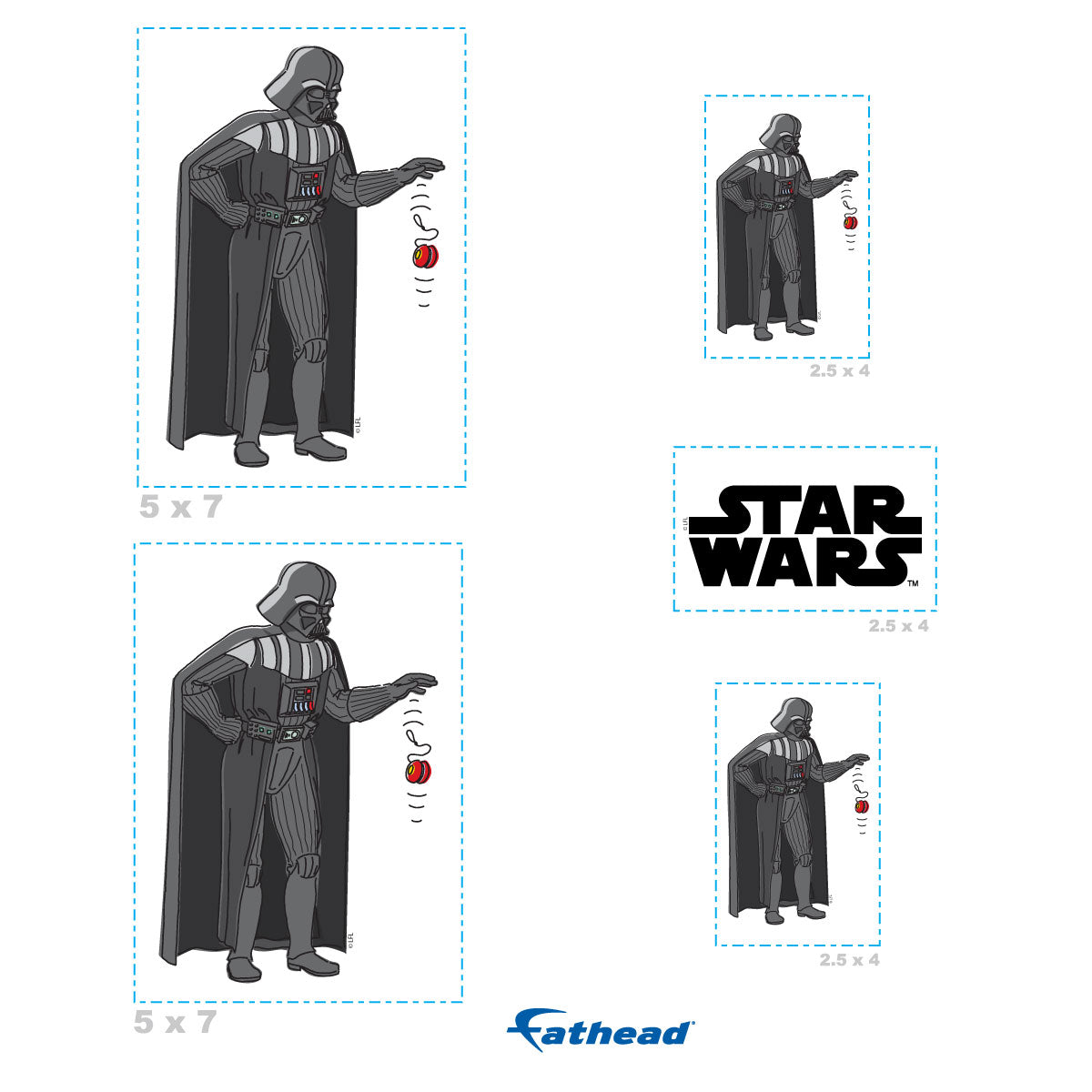 Darth Vader Playing With Yoyo Minis        - Officially Licensed Star Wars Removable     Adhesive Decal
