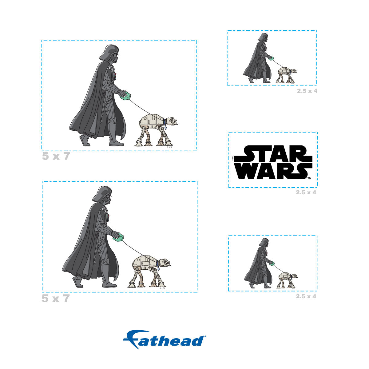 Darth Vader Walking The Dog Minis        - Officially Licensed Star Wars Removable     Adhesive Decal