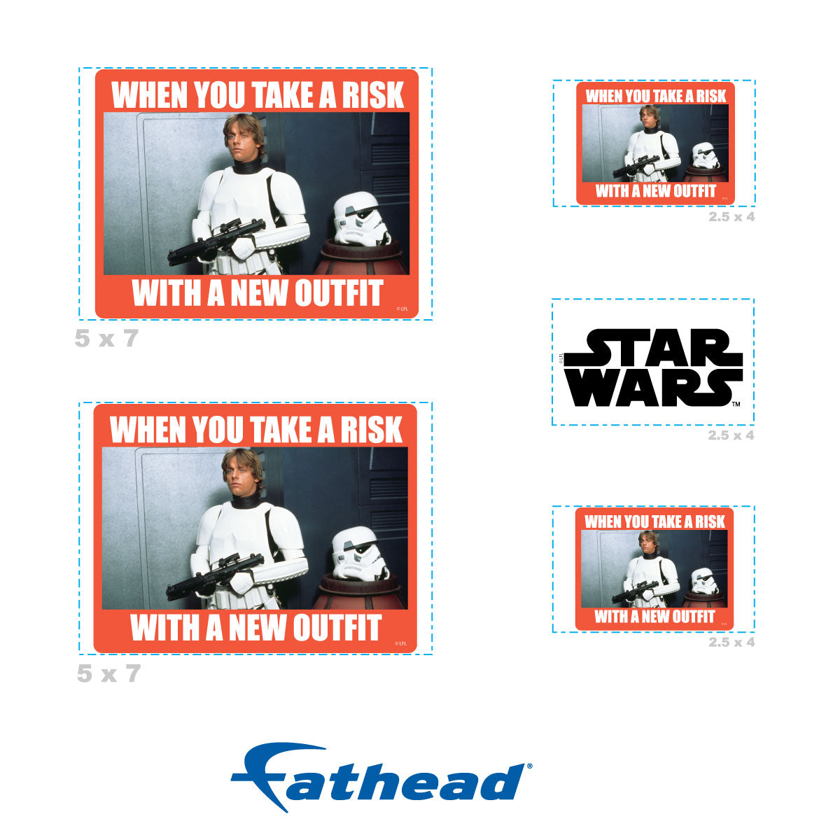 New Outfit meme Minis        - Officially Licensed Star Wars Removable     Adhesive Decal