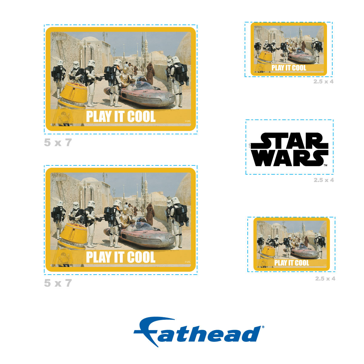 Play it Cool meme Minis        - Officially Licensed Star Wars Removable     Adhesive Decal
