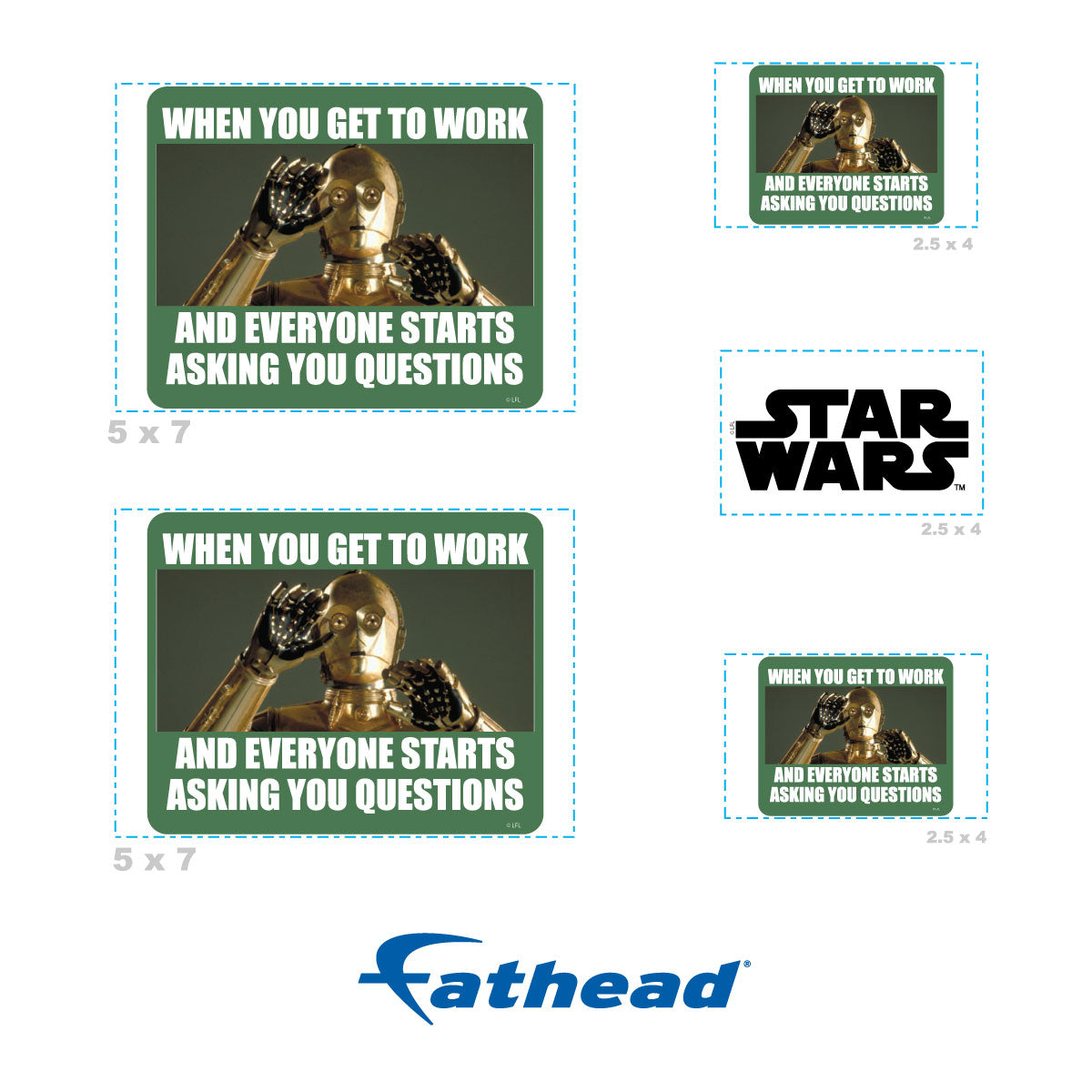 Questions meme Minis        - Officially Licensed Star Wars Removable     Adhesive Decal