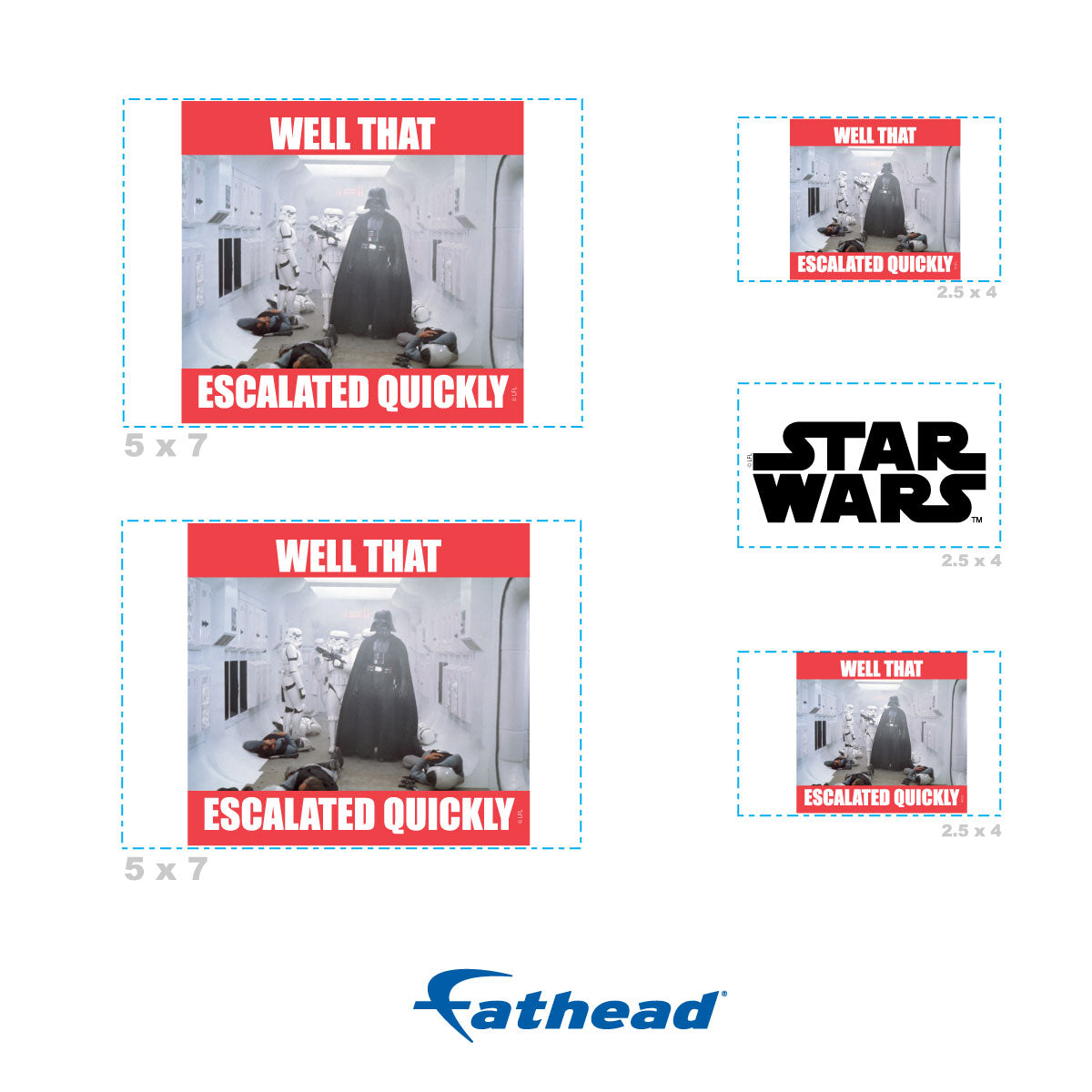 Well That Escalated Quickly meme Minis        - Officially Licensed Star Wars Removable     Adhesive Decal