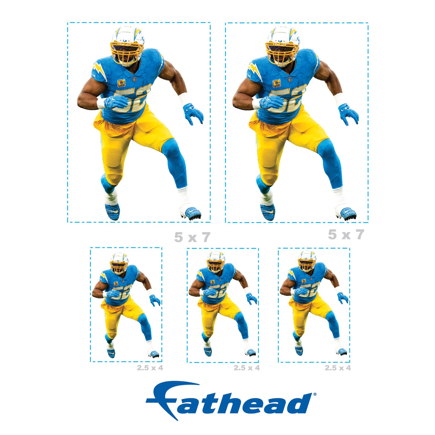 Los Angeles Chargers: Khalil Mack Minis - Officially Licensed NFL Removable Adhesive Decal