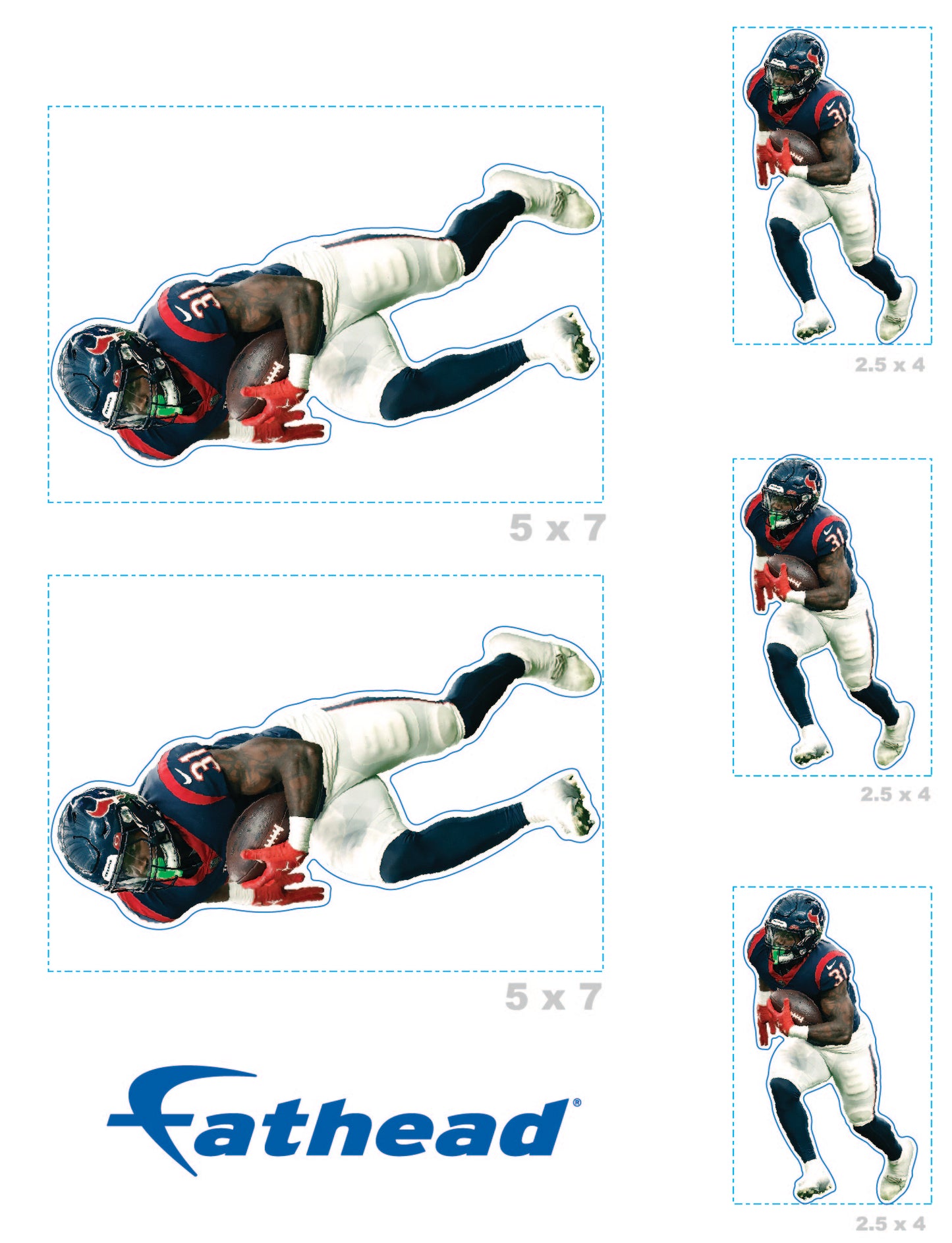 Houston Texans: Dameon Pierce Minis - Officially Licensed NFL Removable Adhesive Decal