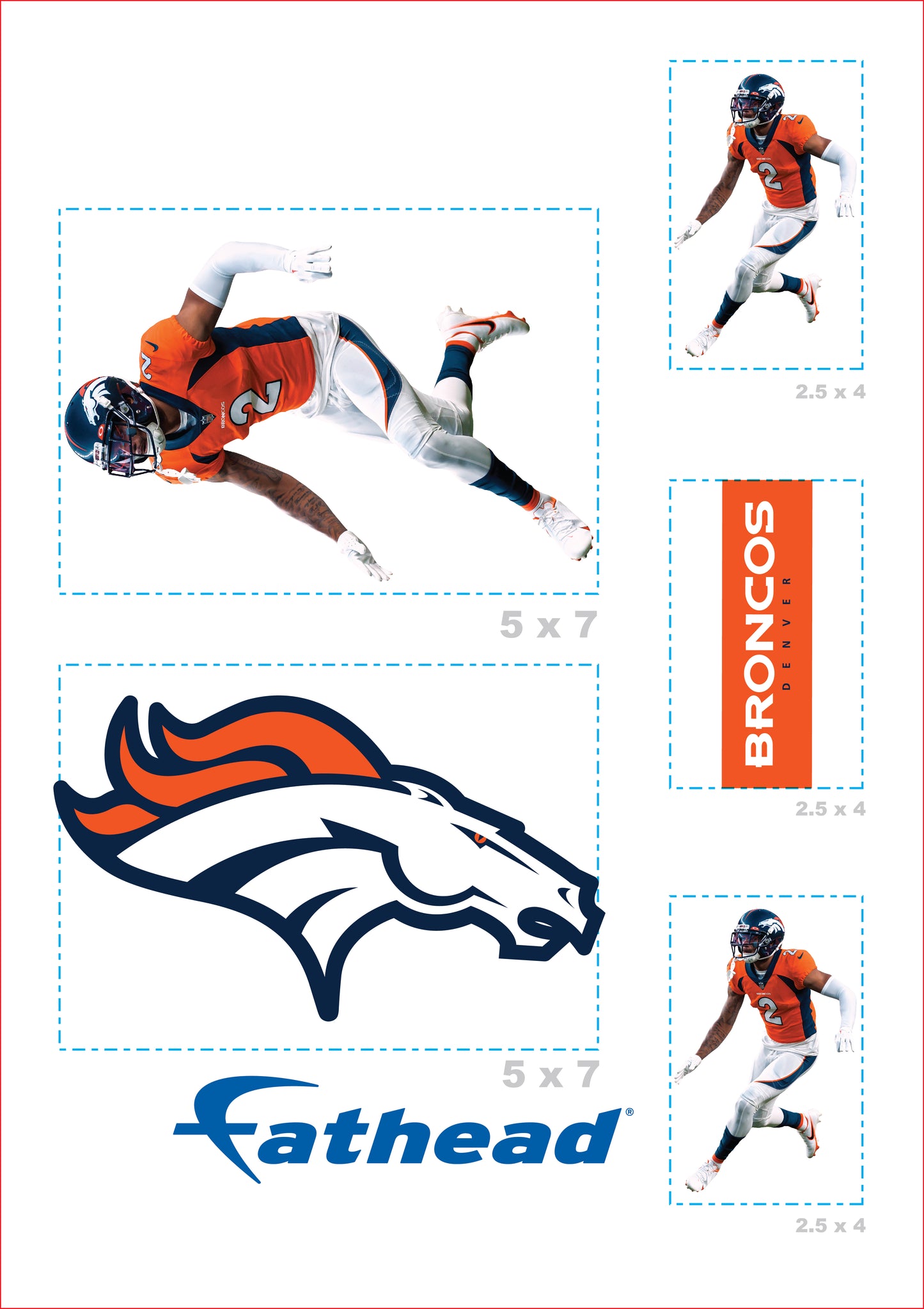 Denver Broncos: Pat Surtain II 2023 Minis        - Officially Licensed NFL Removable     Adhesive Decal