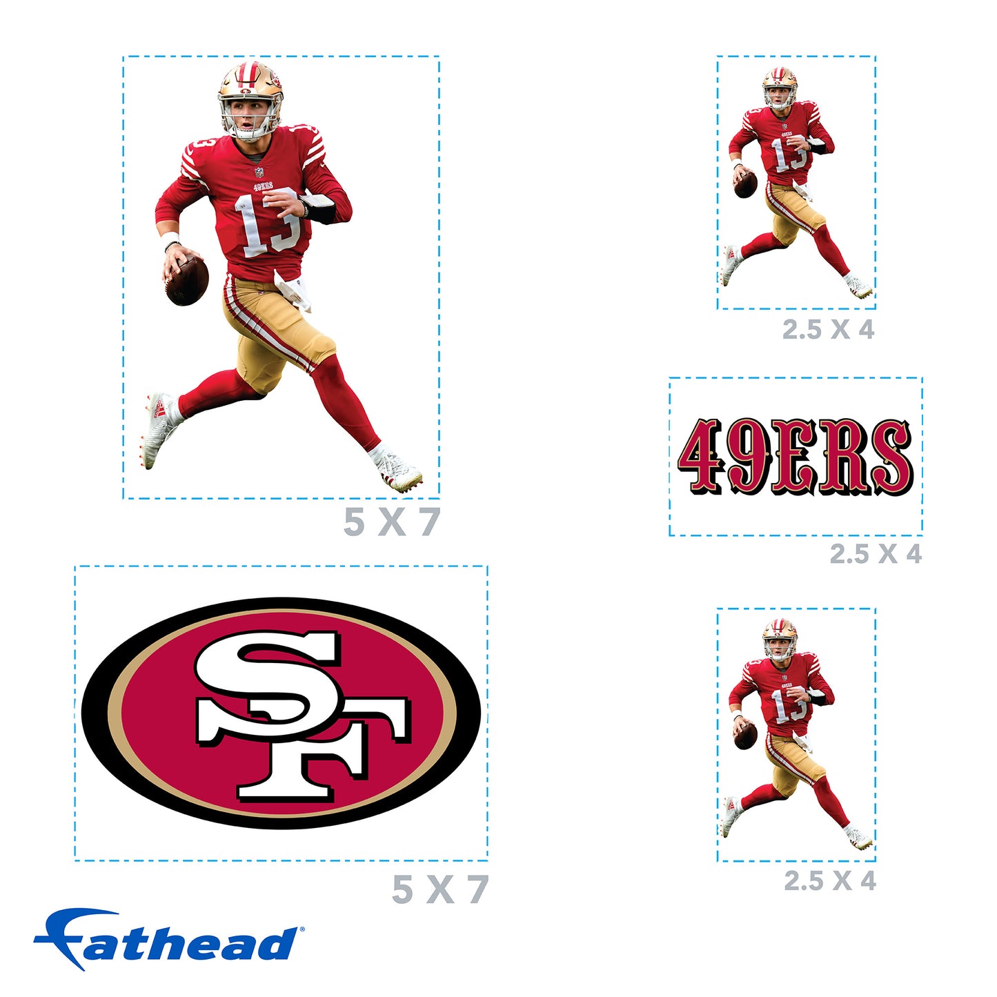 San Francisco 49ers: Brock Purdy Minis        - Officially Licensed NFL Removable     Adhesive Decal