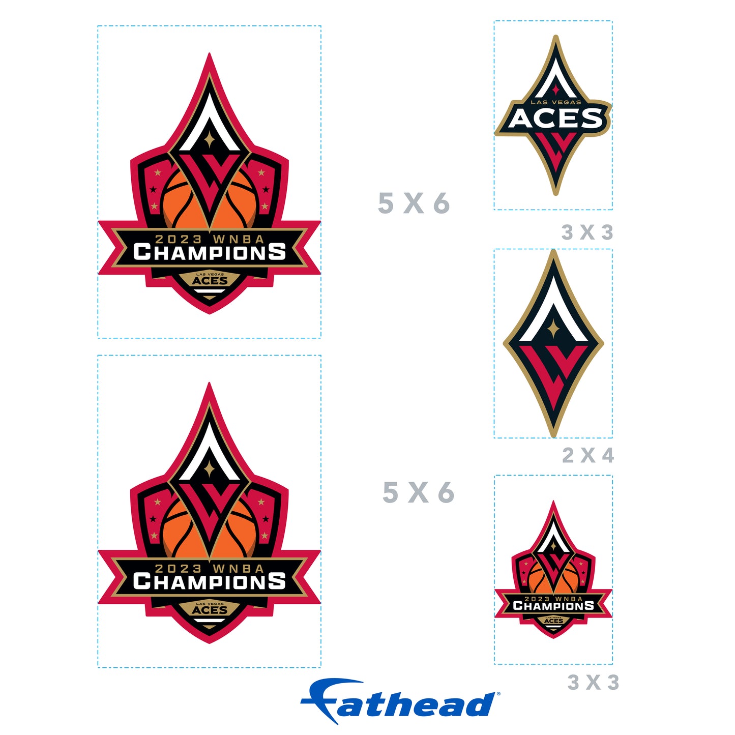 Las Vegas Aces:  2023 Champions Logo Minis        - Officially Licensed WNBA Removable     Adhesive Decal