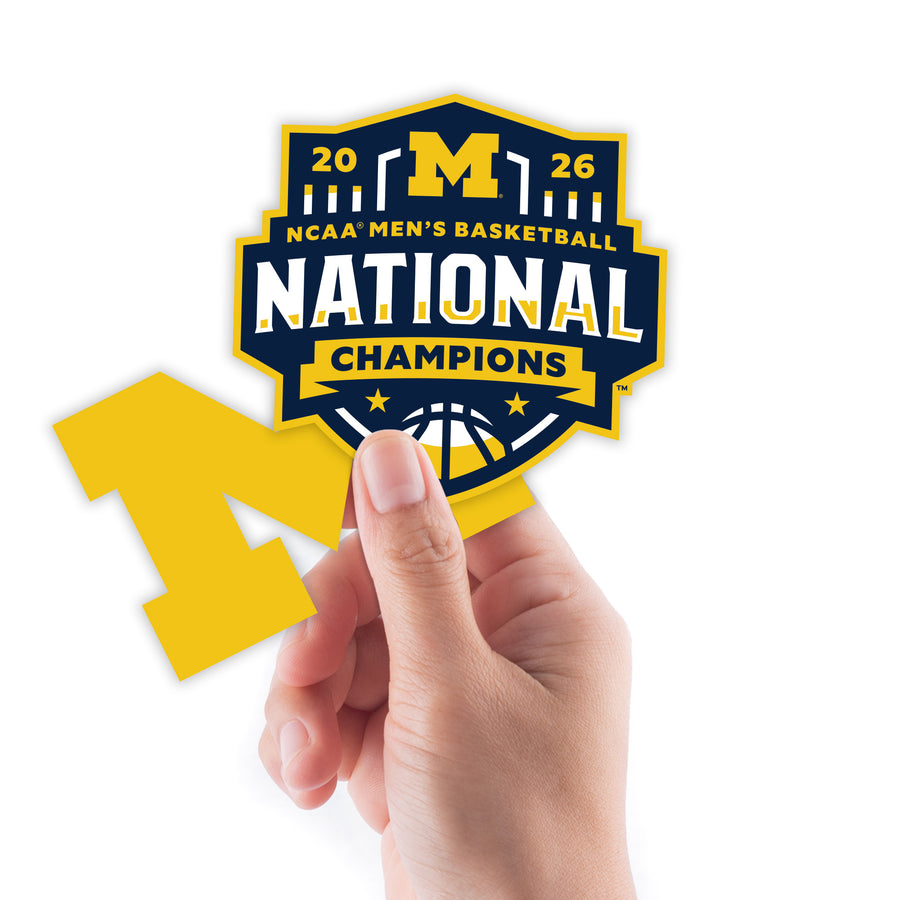 Michigan Wolverines - 5 Logo Minis (Mixed Sizes) - Official NCAA - 2026 Men's Basketball National Champions - Reusable Vinyl Decals