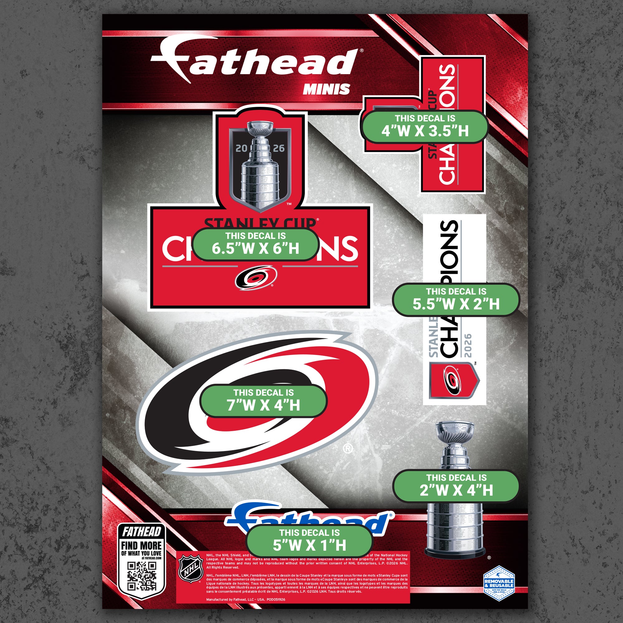 NHL 2026 Stanley Cup Champions - 5 Logo Minis (Mixed Sizes) - Official ...