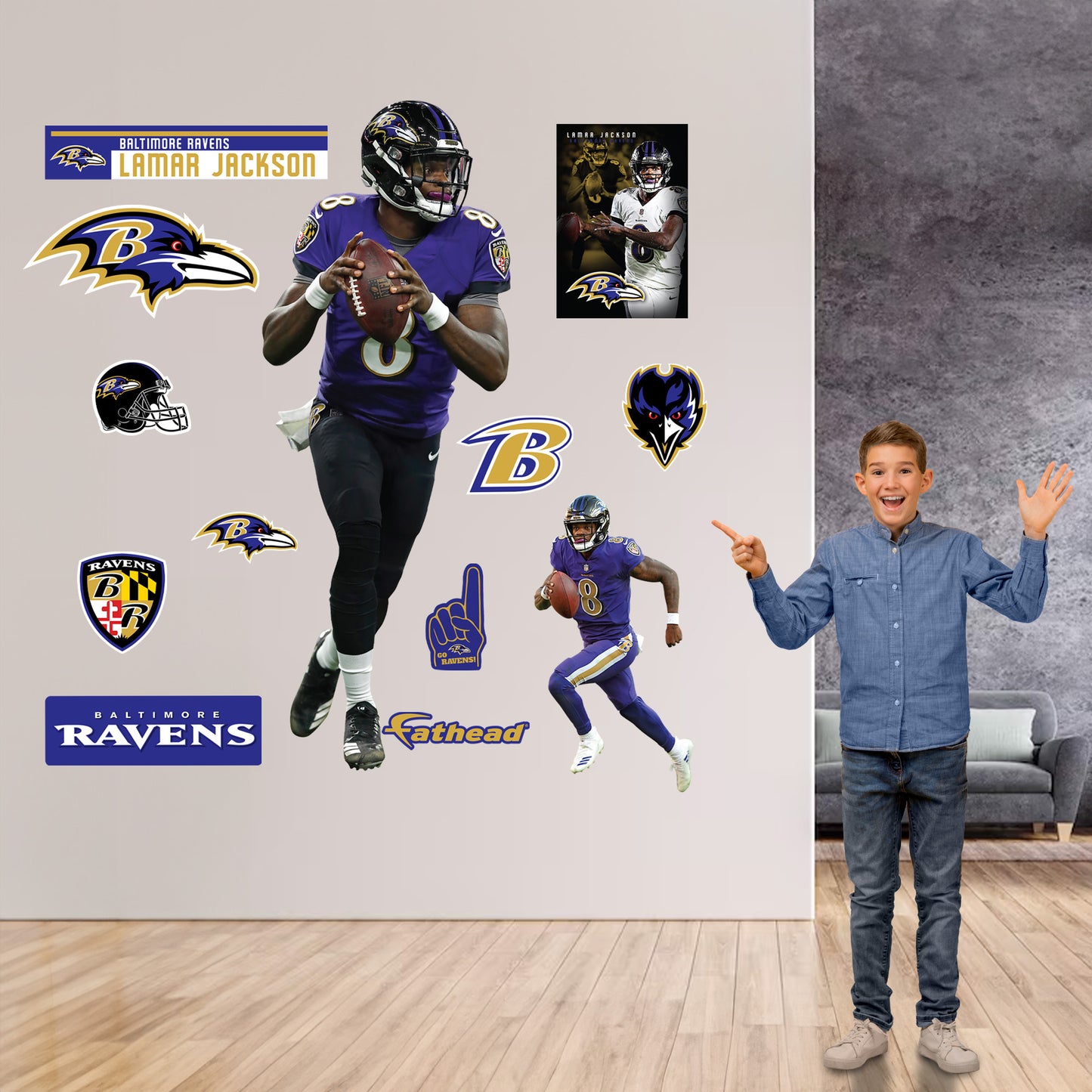 Baltimore Ravens: Lamar Jackson         - Officially Licensed NFL Removable Wall   Adhesive Decal