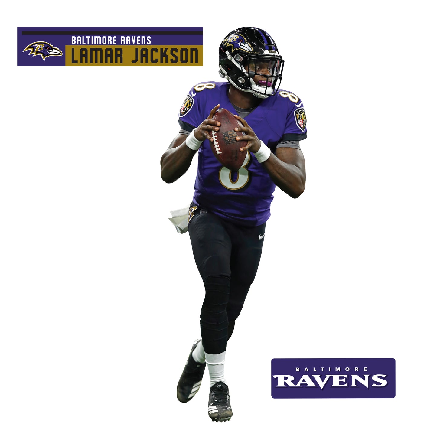 Baltimore Ravens: Lamar Jackson         - Officially Licensed NFL Removable Wall   Adhesive Decal