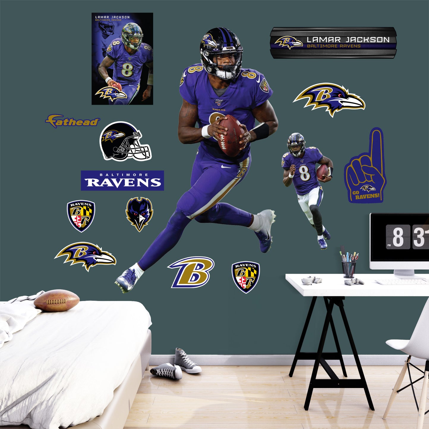 Baltimore Ravens: Lamar Jackson Color Rush        - Officially Licensed NFL Removable Wall   Adhesive Decal