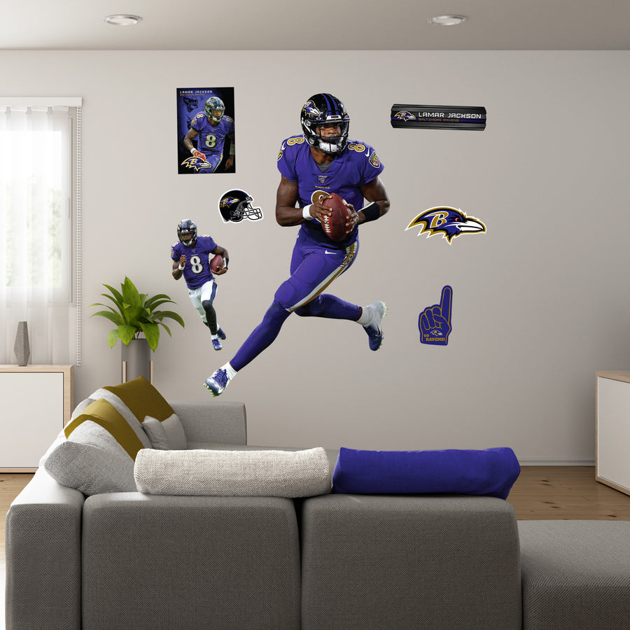 Lamar Jackson - RealBig Color Rush Collection - Official NFL - Baltimore Ravens - Reusable Vinyl Wall Decals