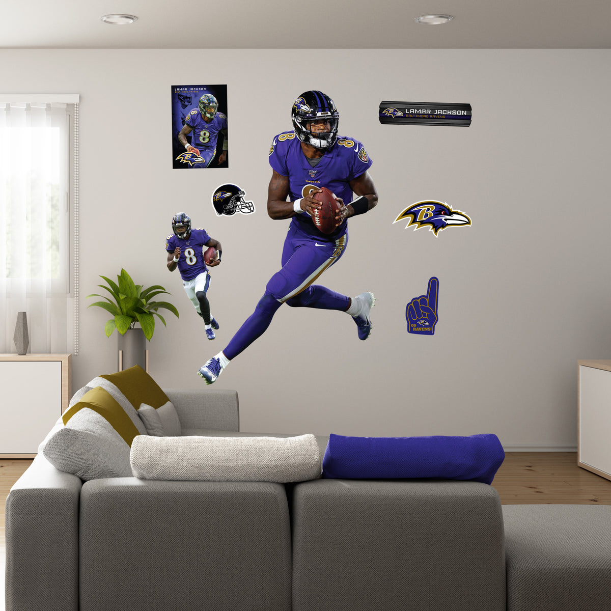 Lamar Jackson - Color Rush - Official NFL - Reusable Vinyl Wall Decals ...
