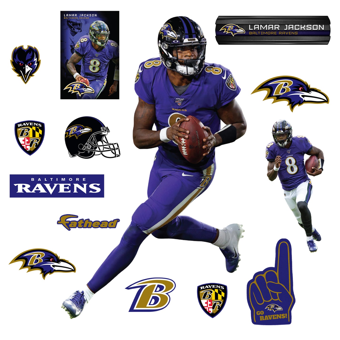 Baltimore Ravens: Lamar Jackson Color Rush        - Officially Licensed NFL Removable Wall   Adhesive Decal