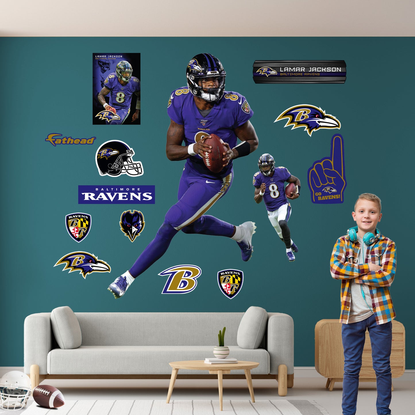 Baltimore Ravens: Lamar Jackson Color Rush        - Officially Licensed NFL Removable Wall   Adhesive Decal