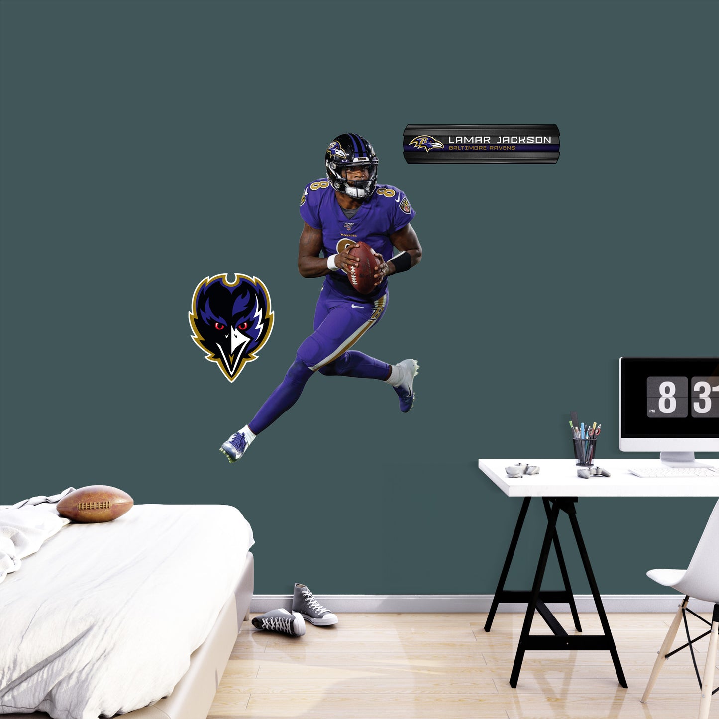 Baltimore Ravens: Lamar Jackson Color Rush        - Officially Licensed NFL Removable Wall   Adhesive Decal