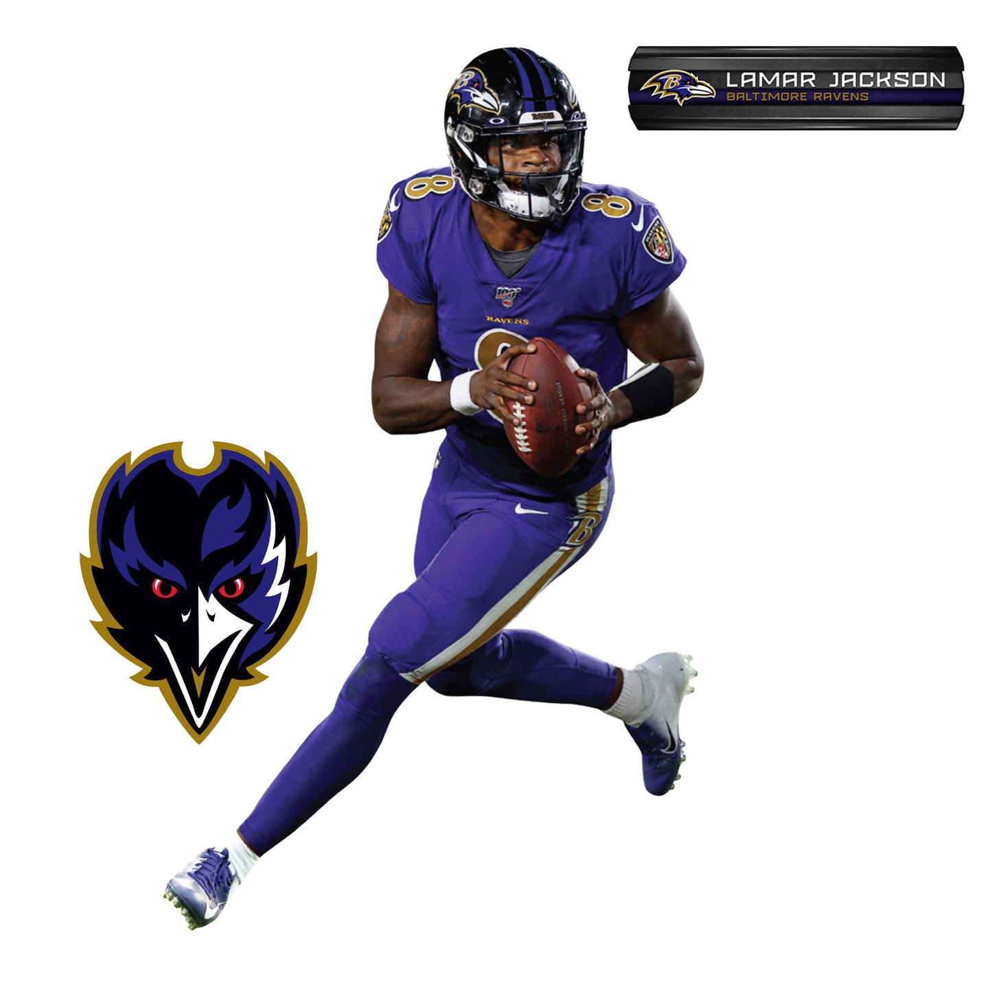 Baltimore Ravens: Lamar Jackson Color Rush        - Officially Licensed NFL Removable Wall   Adhesive Decal