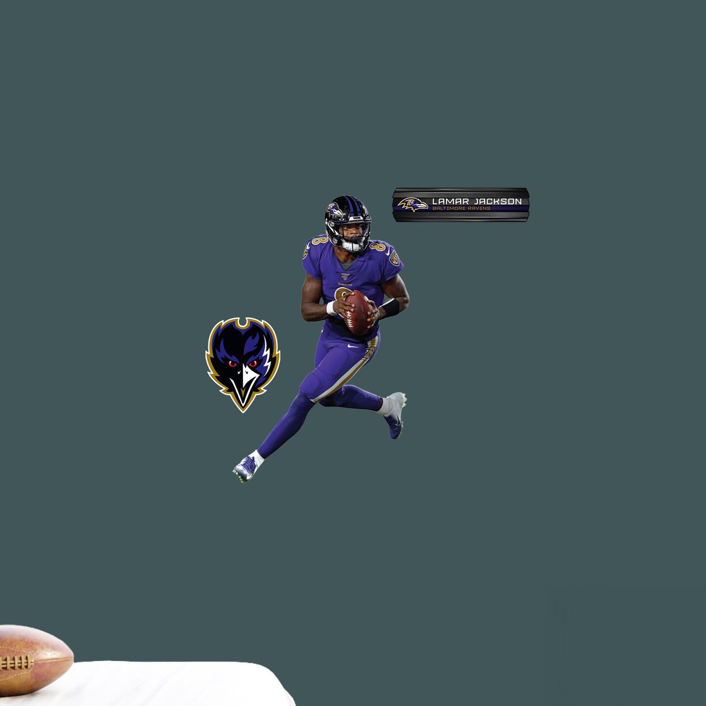 Baltimore Ravens: Lamar Jackson Color Rush        - Officially Licensed NFL Removable Wall   Adhesive Decal