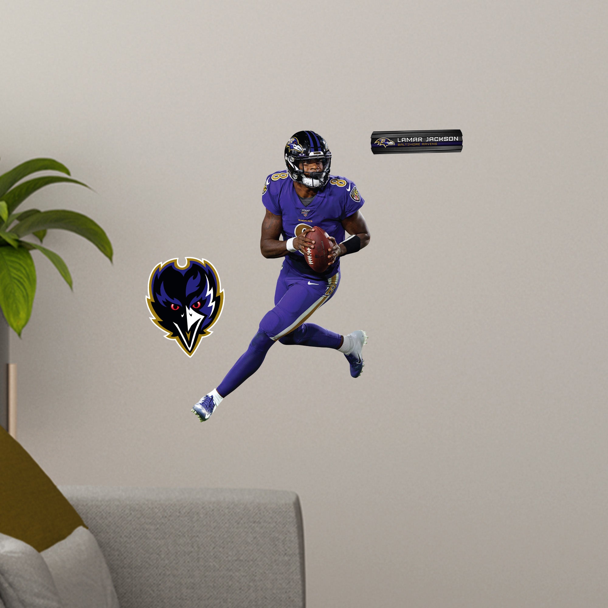 Cc Fathead Lamar Jackson - Color Rush - Official NFL - Reusable Vinyl Wall Decals ...