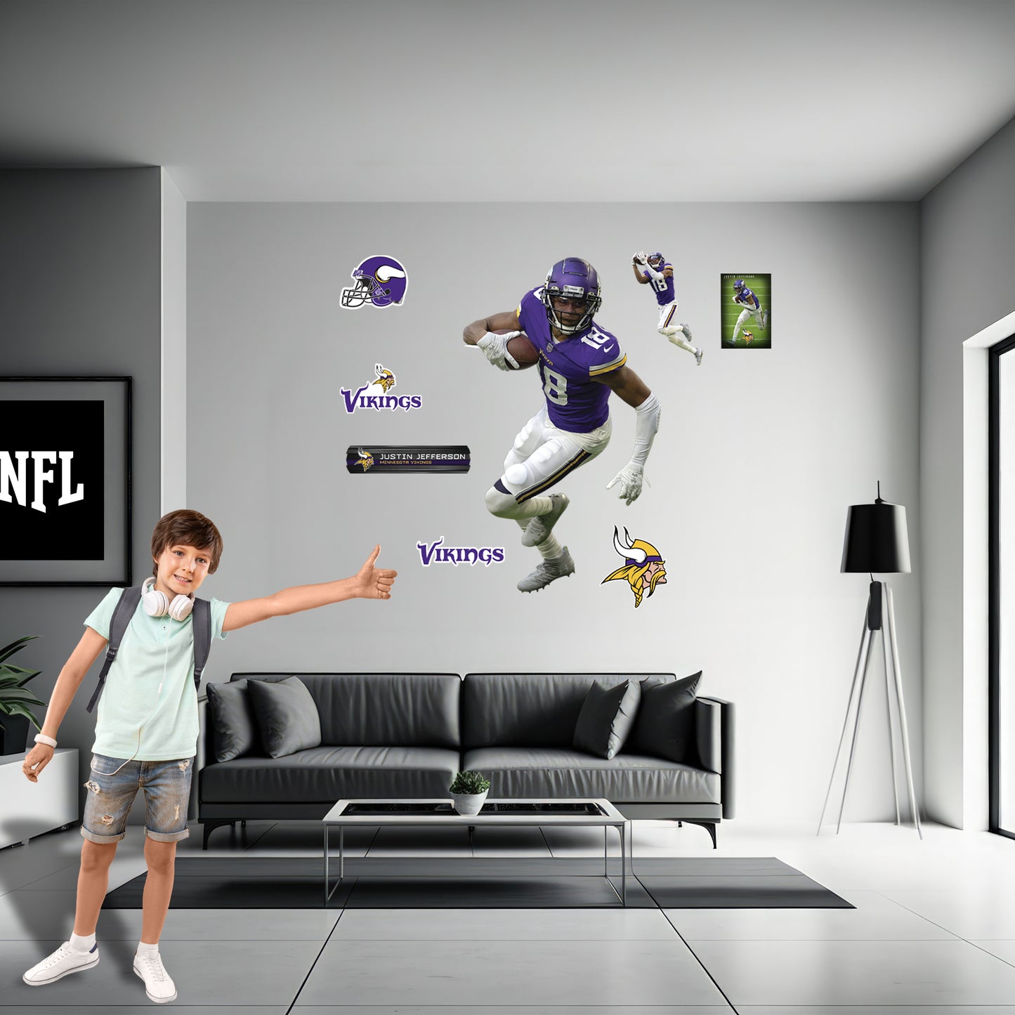 Minnesota Vikings: Justin Jefferson         - Officially Licensed NFL Removable Wall   Adhesive Decal