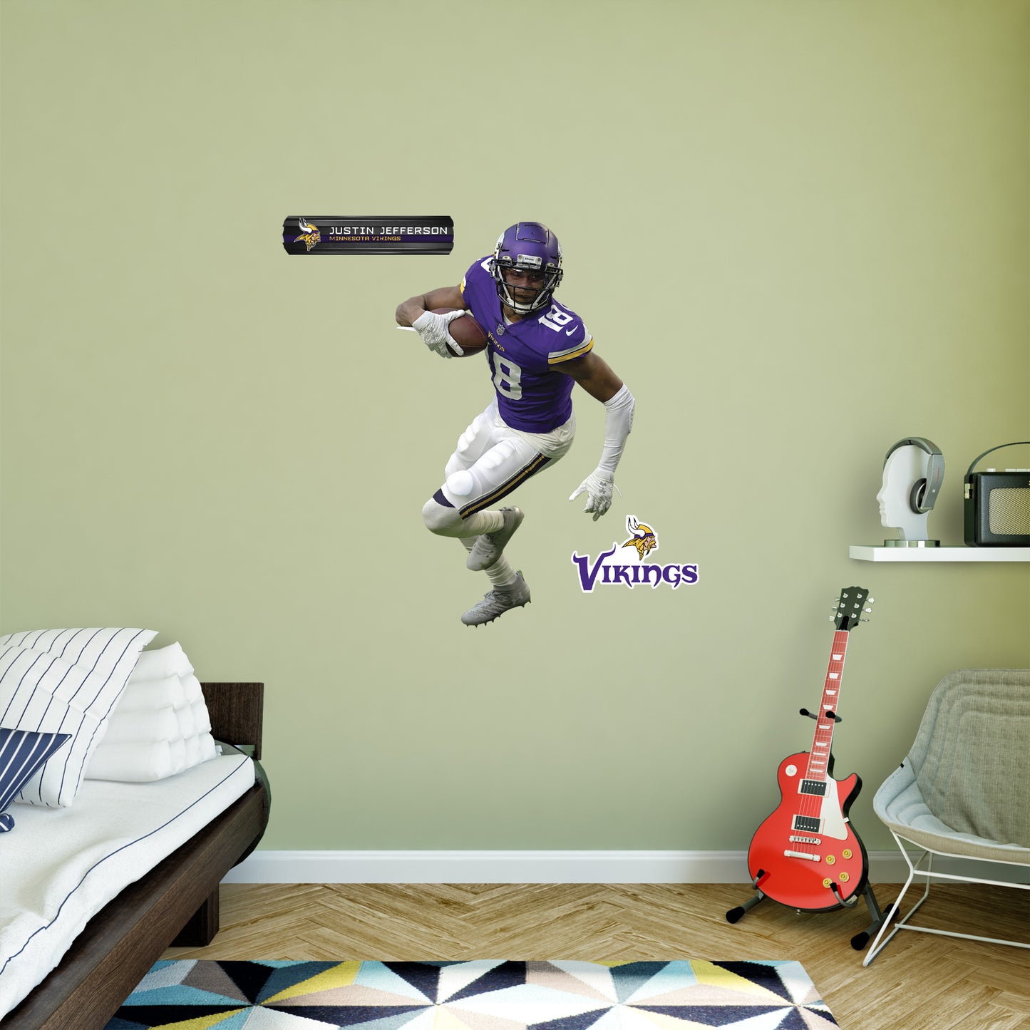 Minnesota Vikings: Justin Jefferson         - Officially Licensed NFL Removable Wall   Adhesive Decal