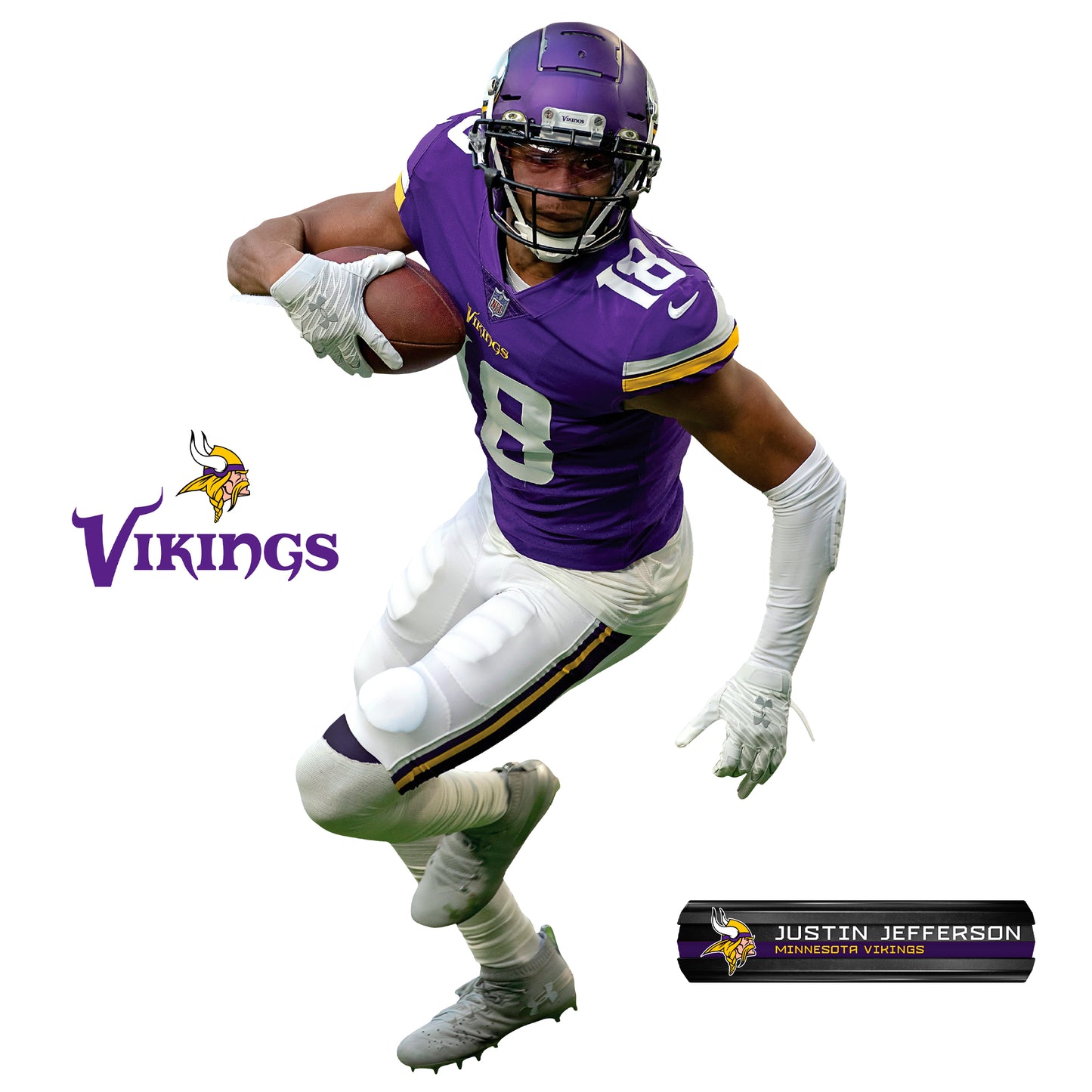 Minnesota Vikings: Justin Jefferson         - Officially Licensed NFL Removable Wall   Adhesive Decal