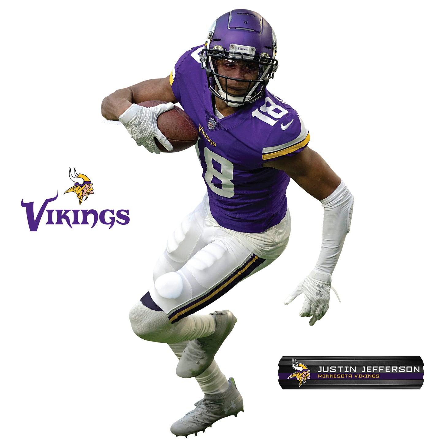 Minnesota Vikings: Justin Jefferson         - Officially Licensed NFL Removable Wall   Adhesive Decal