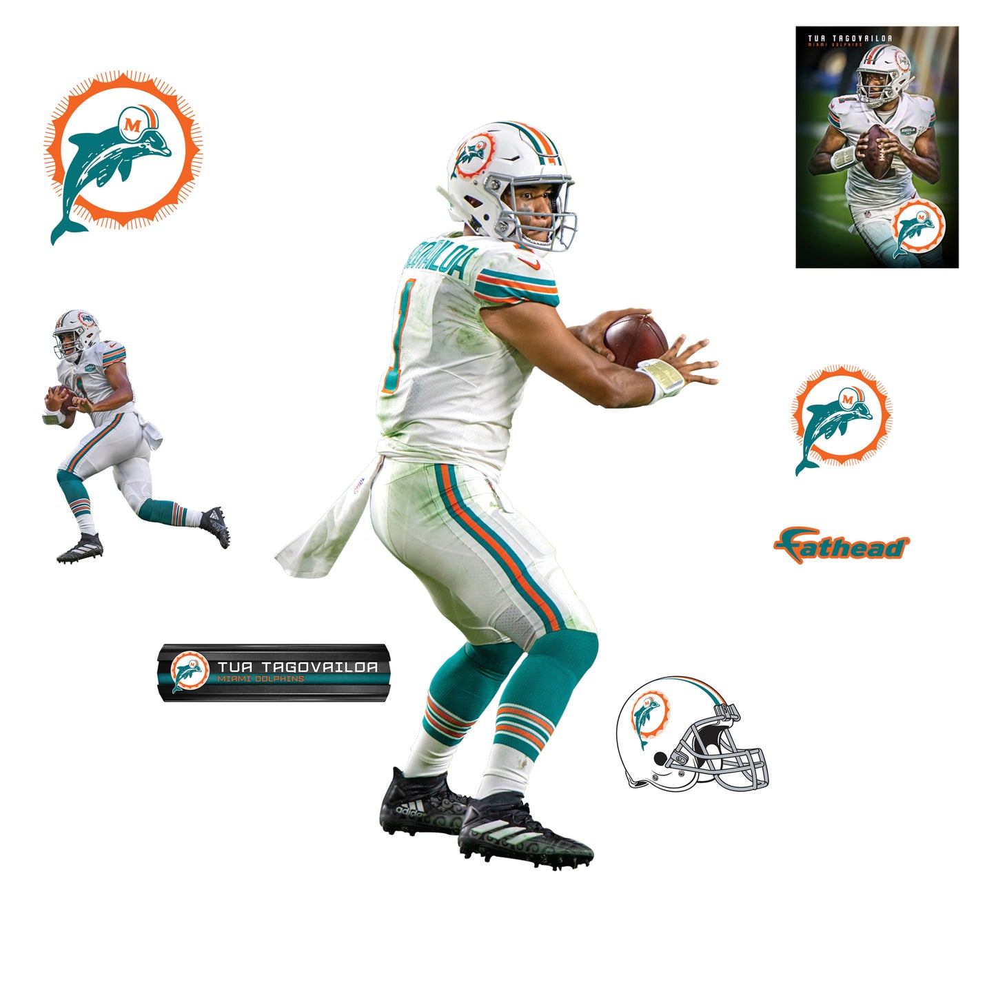 Miami Dolphins: Tua Tagovailoa         - Officially Licensed NFL Removable     Adhesive Decal