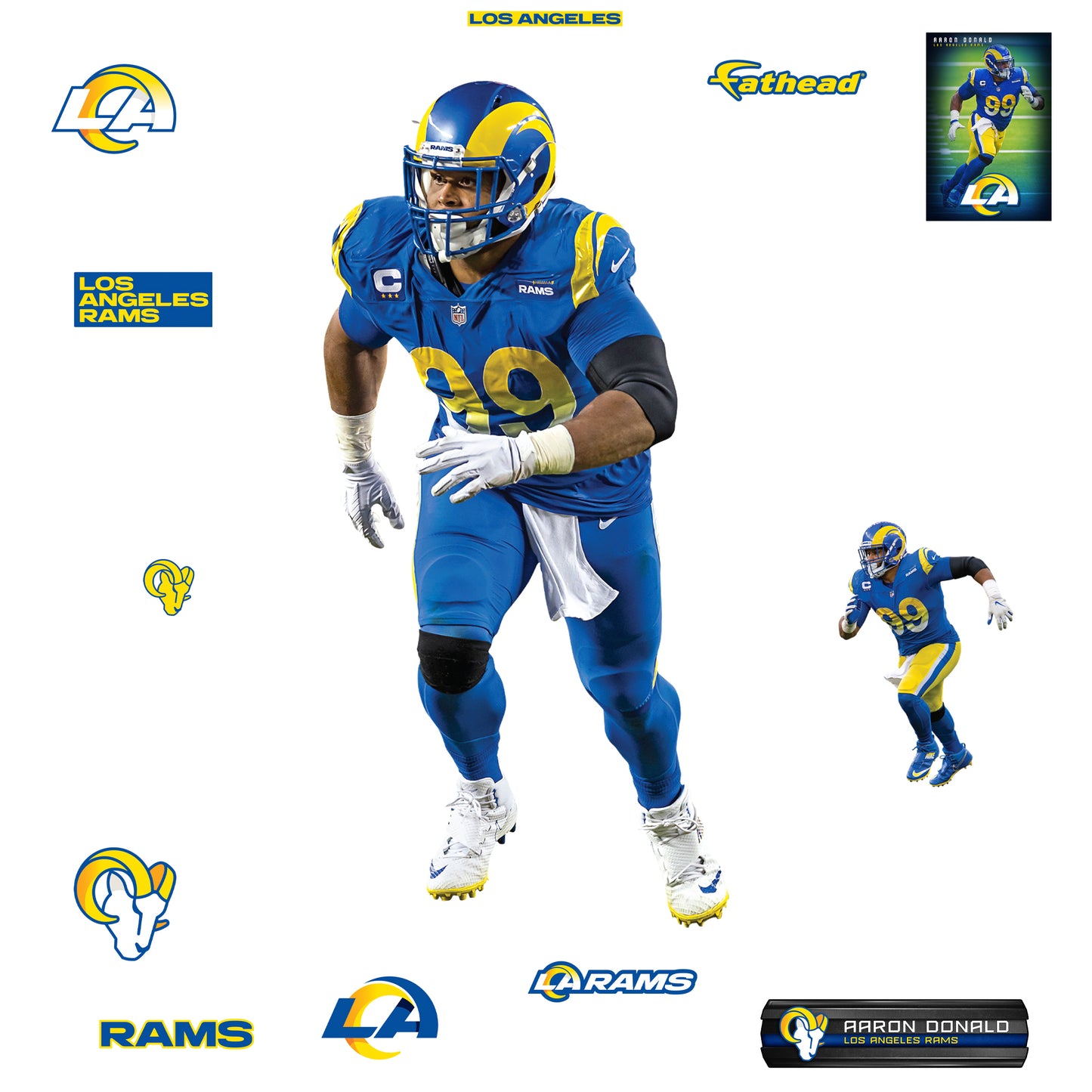 Aaron Donald - RealBig Blue Jersey Collection - Official NFL - Los Angeles Rams - Reusable Vinyl Wall Decals