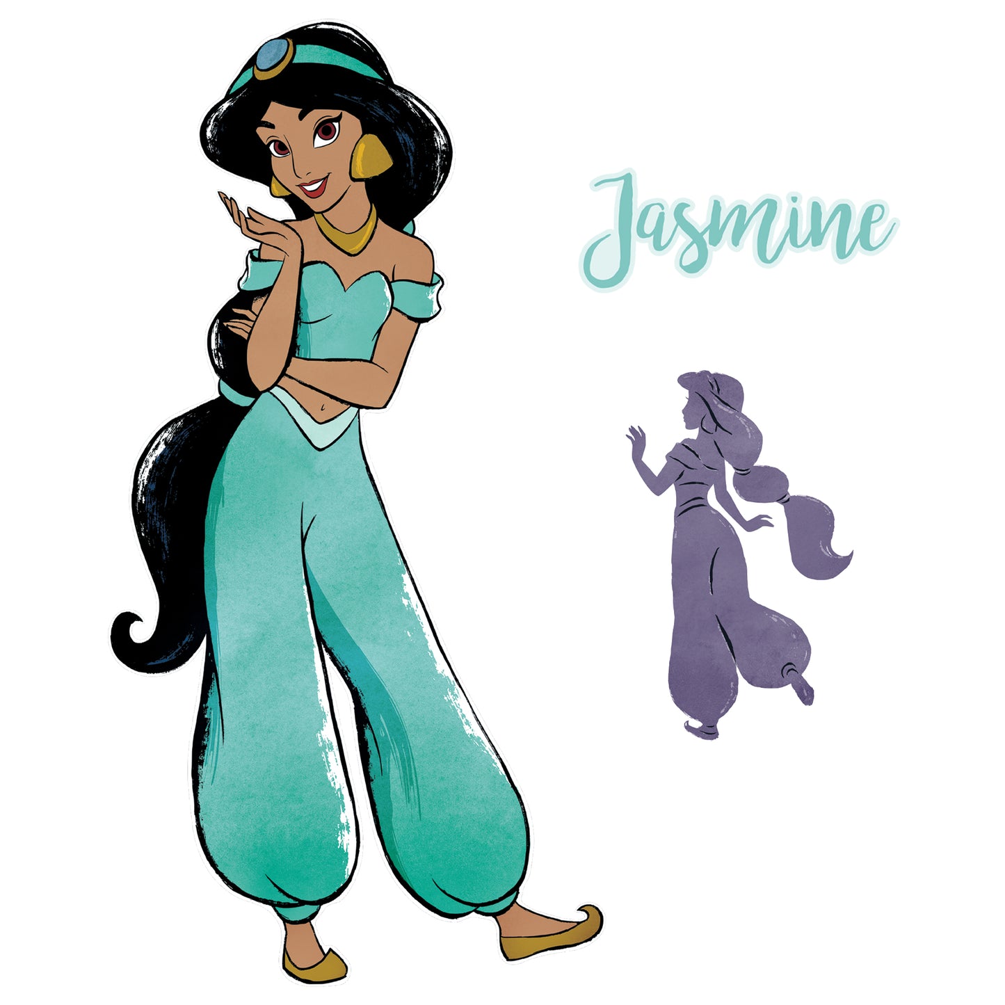 Aladdin: Jasmine Modern Storybook        - Officially Licensed Disney Removable Wall   Adhesive Decal