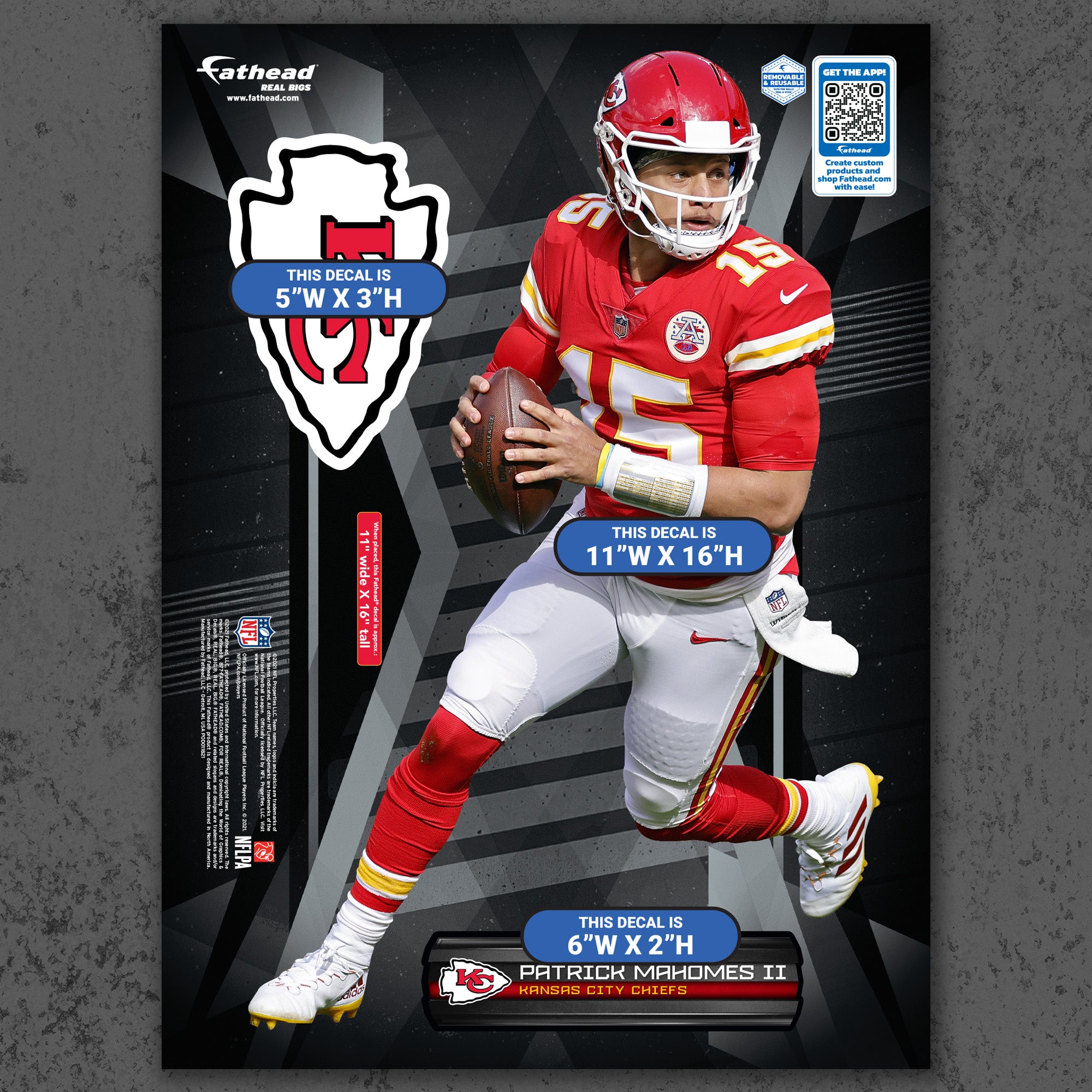 Patrick Mahomes II - Rollout - Official NFL - Reusable Vinyl Wall ...