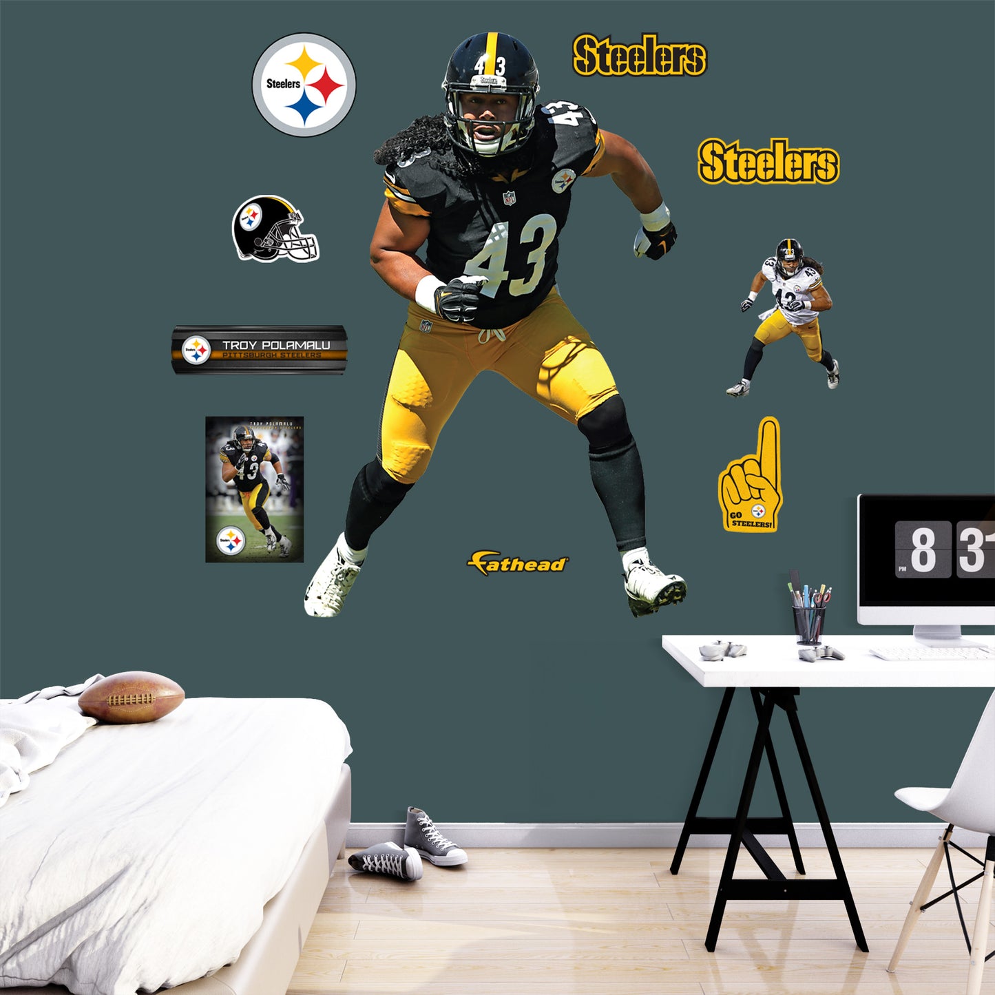 Troy Polamalu - RealBig Legend Collection - Official NFL - Pittsburgh Steelers - Reusable Vinyl Wall Decals