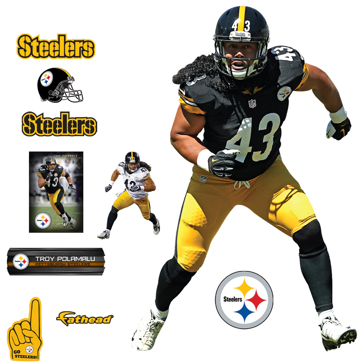 Troy Polamalu - RealBig Legend Collection - Official NFL - Pittsburgh Steelers - Reusable Vinyl Wall Decals