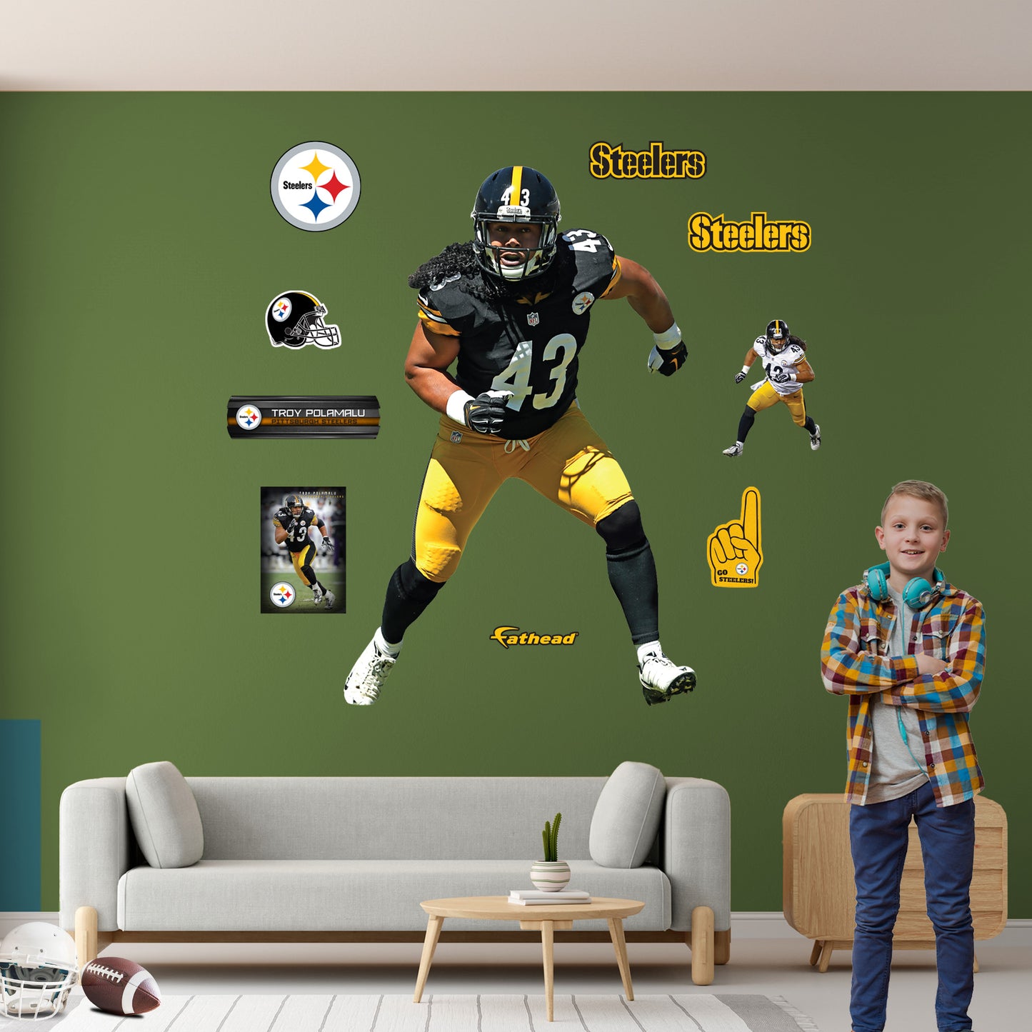 Troy Polamalu - RealBig Legend Collection - Official NFL - Pittsburgh Steelers - Reusable Vinyl Wall Decals