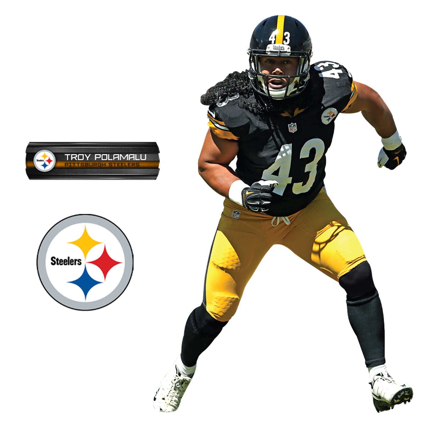 Troy Polamalu - RealBig Legend Collection - Official NFL - Pittsburgh Steelers - Reusable Vinyl Wall Decals