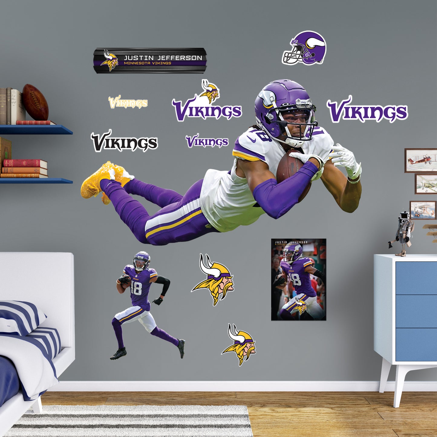 Justin Jefferson - RealBig Collection - Official NFL - Minnesota Vikings - Reusable Vinyl Wall Decals #2