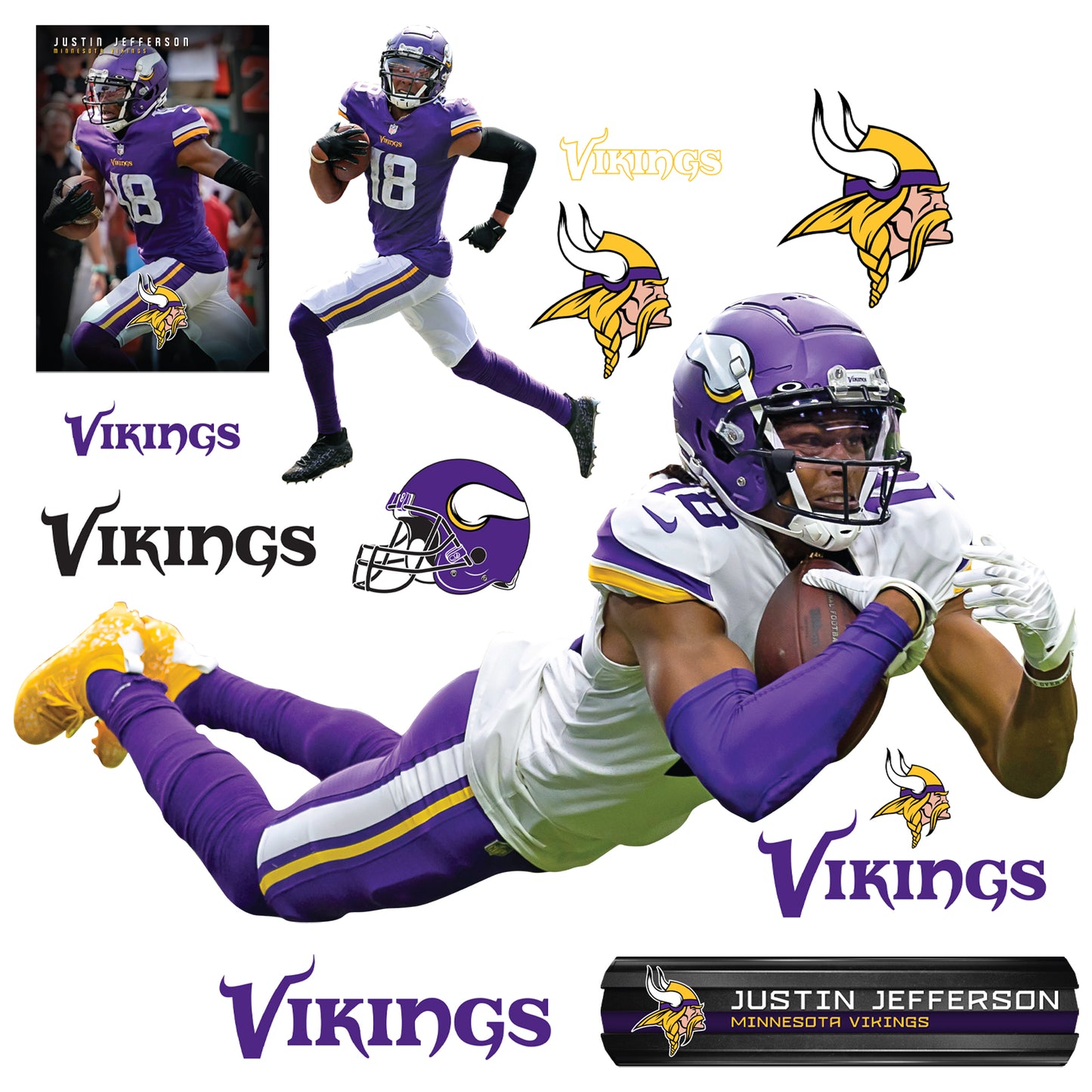 Justin Jefferson - RealBig Collection - Official NFL - Minnesota Vikings - Reusable Vinyl Wall Decals #2