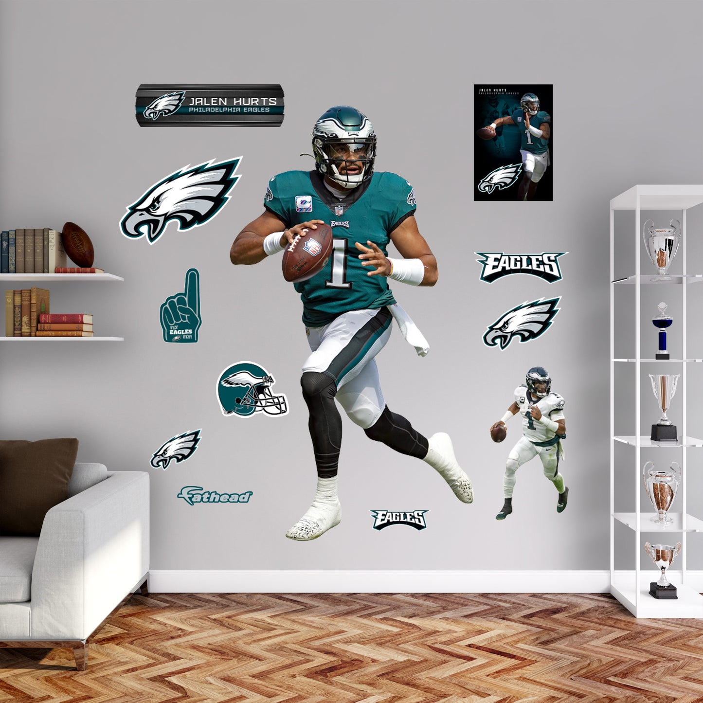 Jalen Hurts No.1 - RealBig Collection - Official NFL - Philadelphia Eagles - Reusable Vinyl Wall Decals