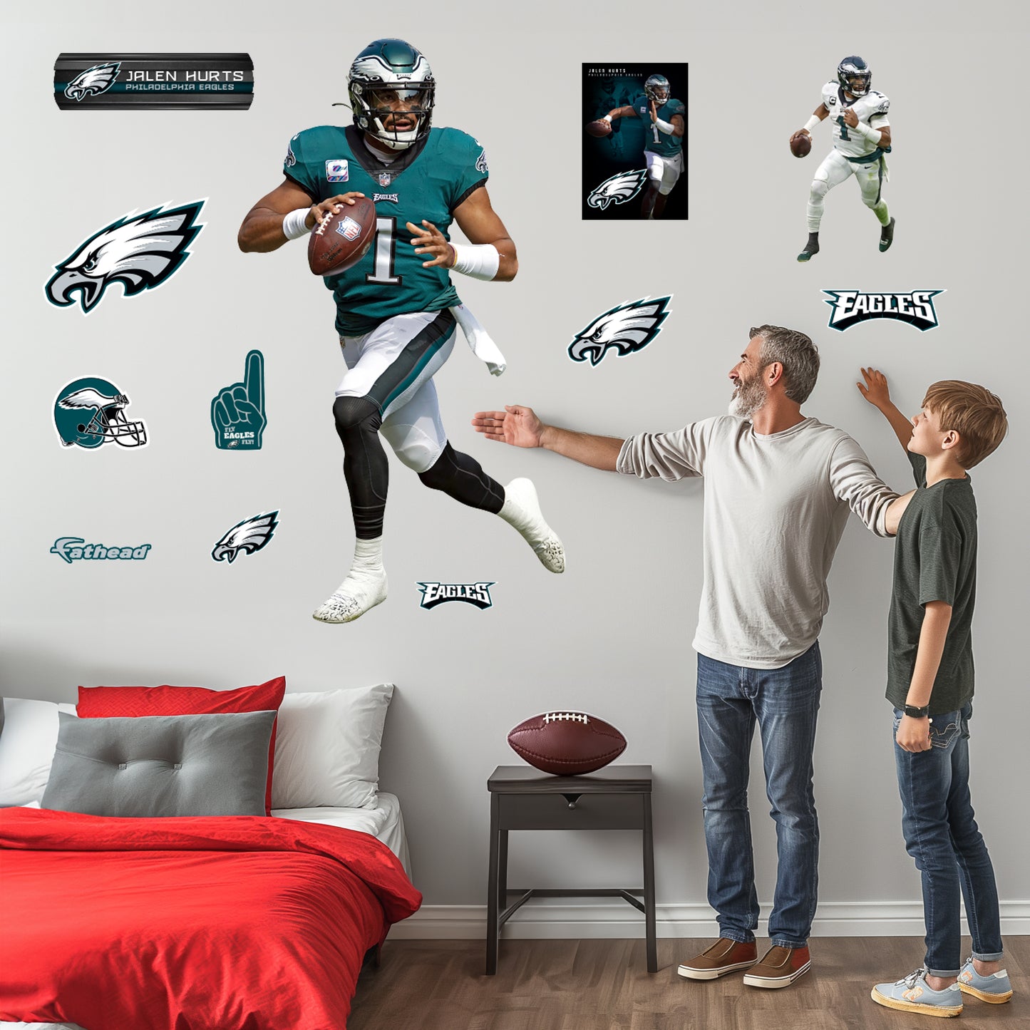 Jalen Hurts No.1 - RealBig Collection - Official NFL - Philadelphia Eagles - Reusable Vinyl Wall Decals