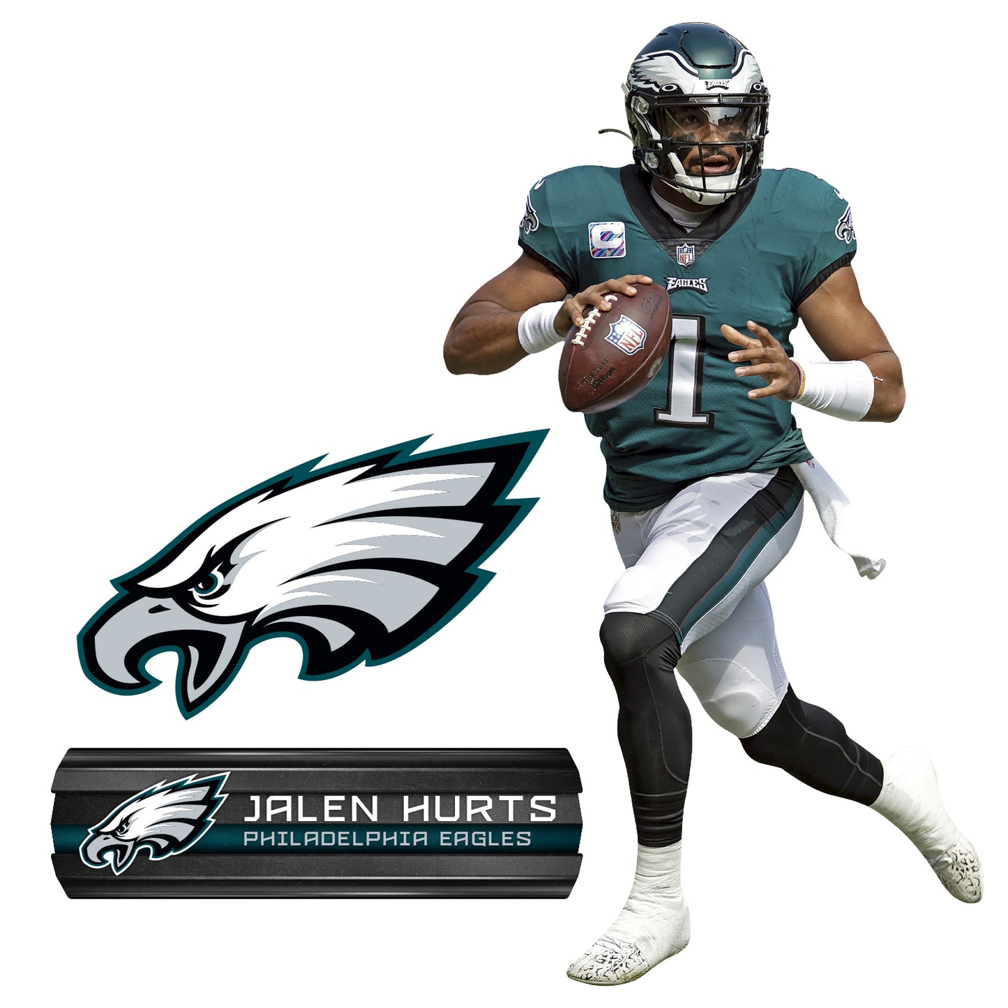 Jalen Hurts No.1 - RealBig Collection - Official NFL - Philadelphia Eagles - Reusable Vinyl Wall Decals